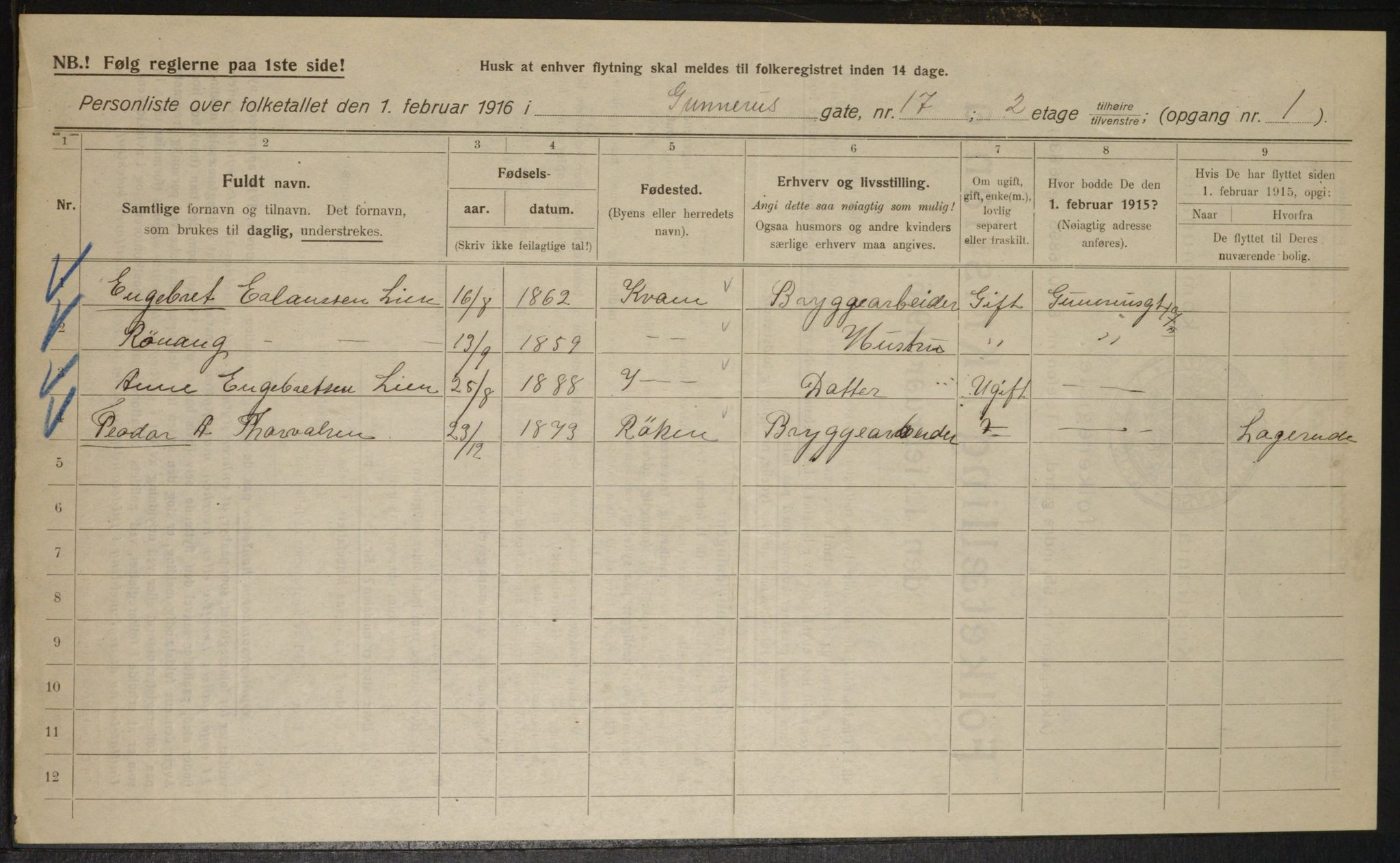 OBA, Kommunal folketelling 1.2.1916 for Kristiania, 1916, s. 5400