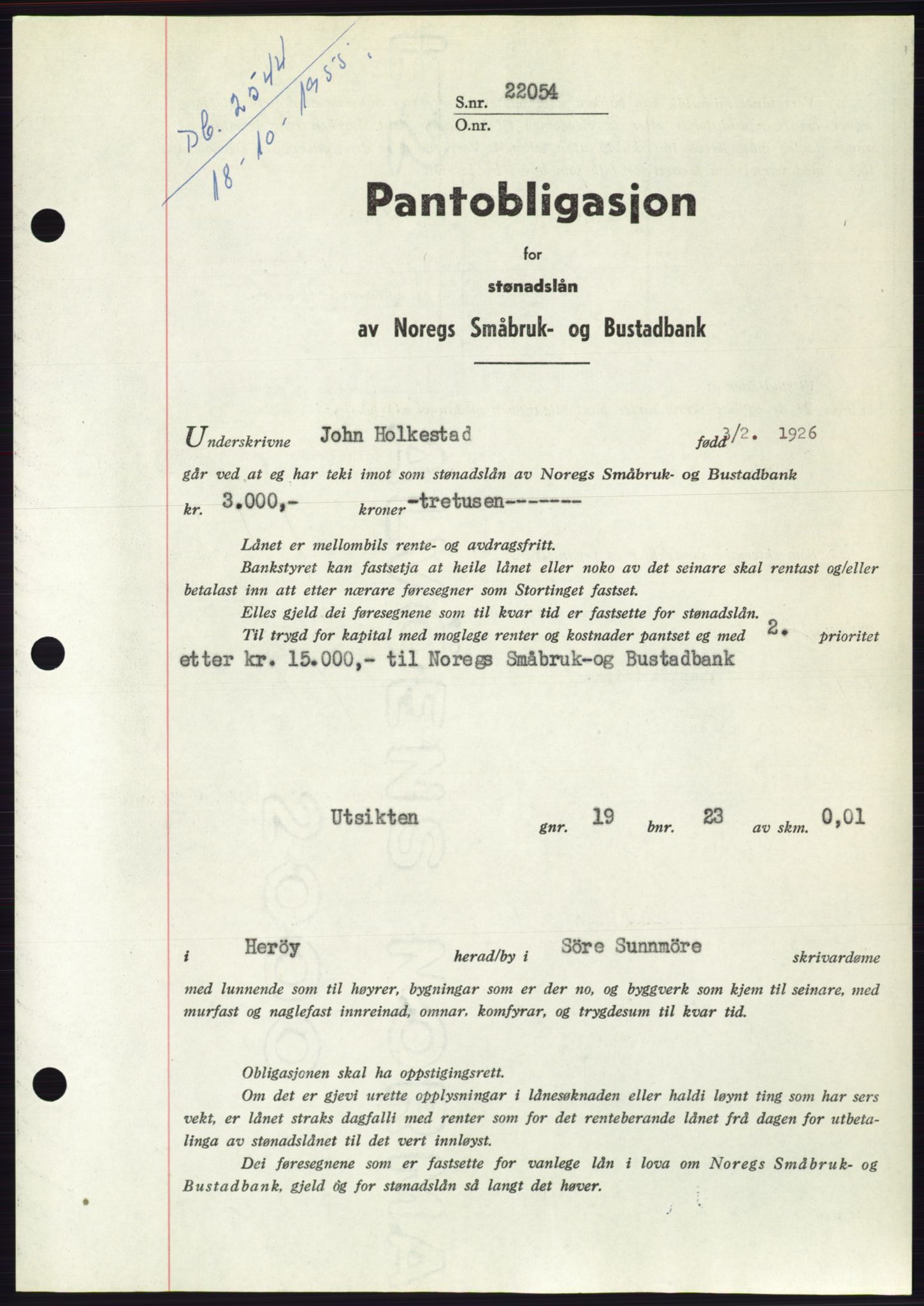 Søre Sunnmøre sorenskriveri, SAT/A-4122/1/2/2C/L0127: Pantebok nr. 15B, 1955-1955, Dagboknr: 2544/1955