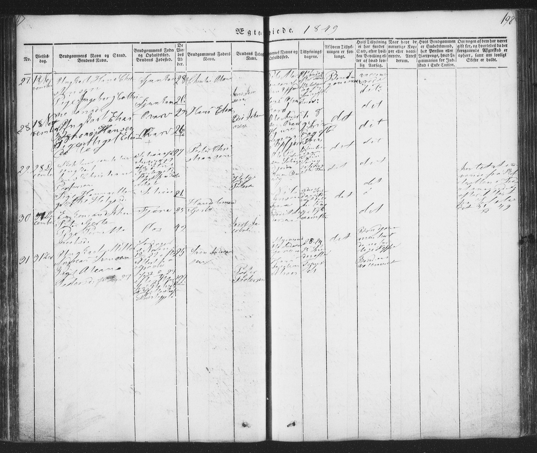 Ministerialprotokoller, klokkerbøker og fødselsregistre - Nordland, AV/SAT-A-1459/853/L0769: Ministerialbok nr. 853A08, 1836-1856, s. 198