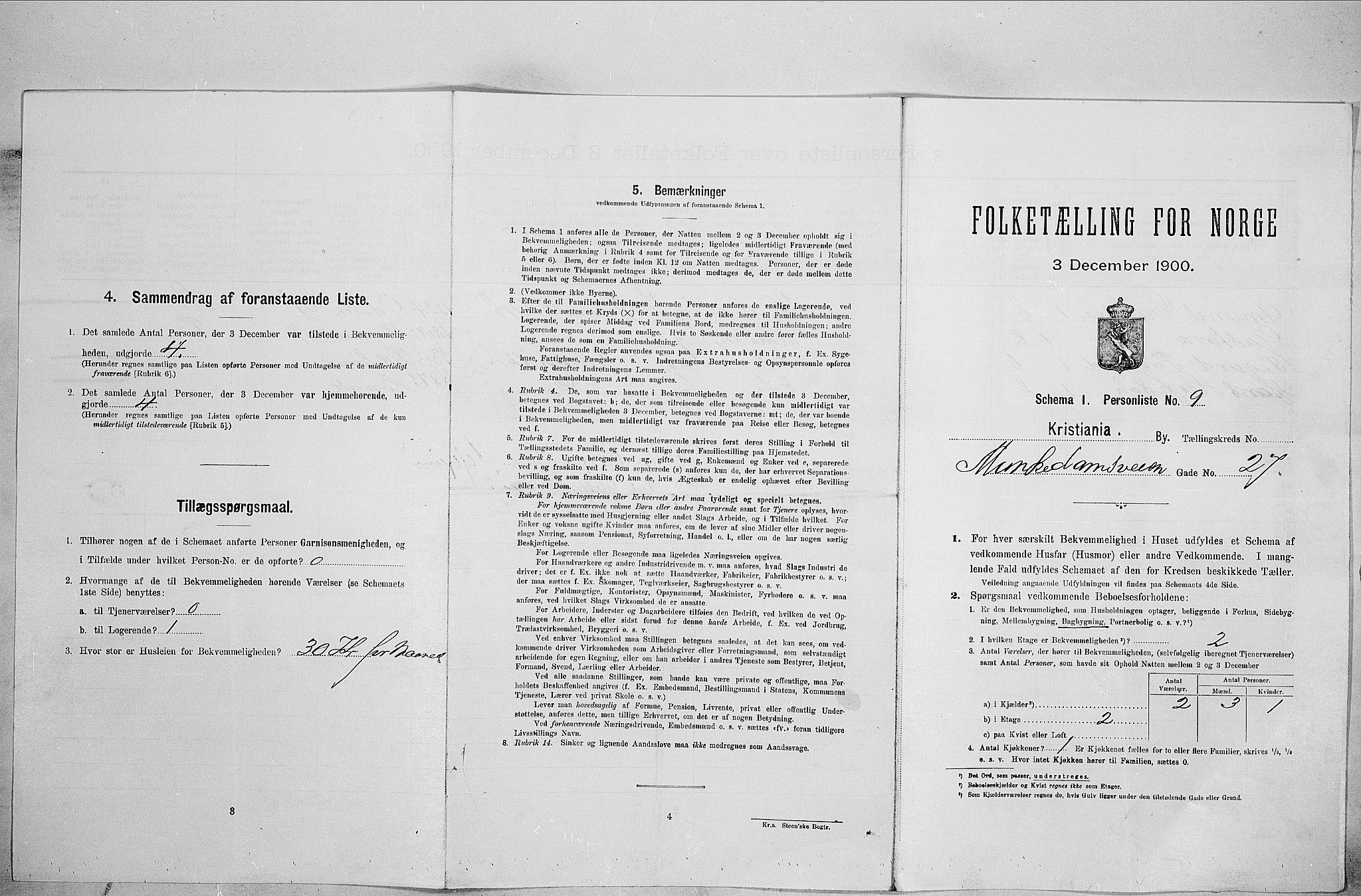 SAO, Folketelling 1900 for 0301 Kristiania kjøpstad, 1900, s. 60888
