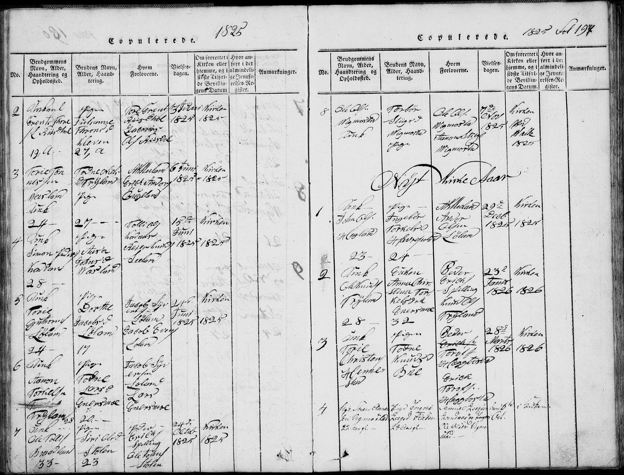 Nord-Audnedal sokneprestkontor, AV/SAK-1111-0032/F/Fb/Fbb/L0001: Klokkerbok nr. B 1, 1816-1858, s. 197