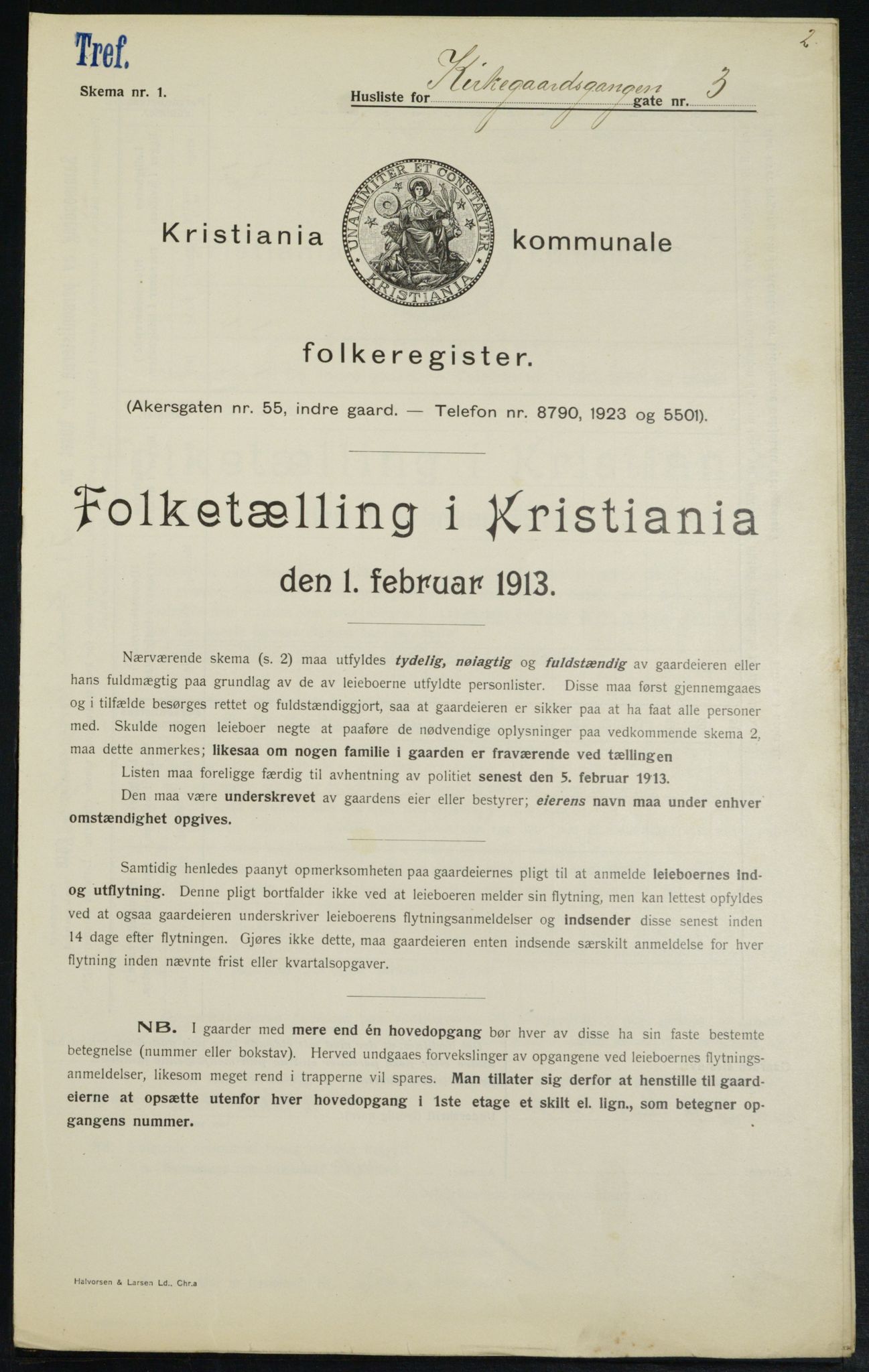 OBA, Kommunal folketelling 1.2.1913 for Kristiania, 1913, s. 49745