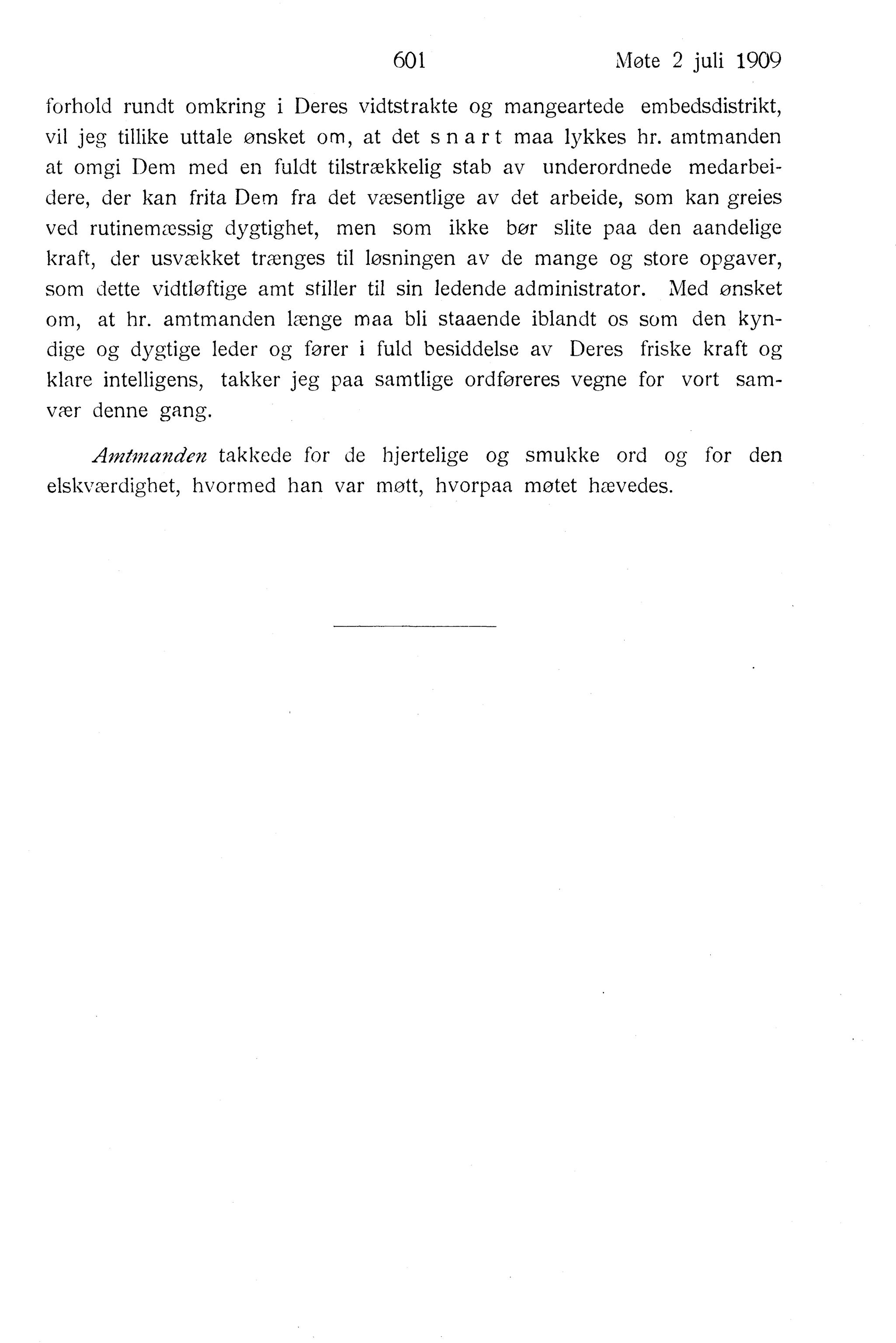 Nordland Fylkeskommune. Fylkestinget, AIN/NFK-17/176/A/Ac/L0032: Fylkestingsforhandlinger 1909, 1909