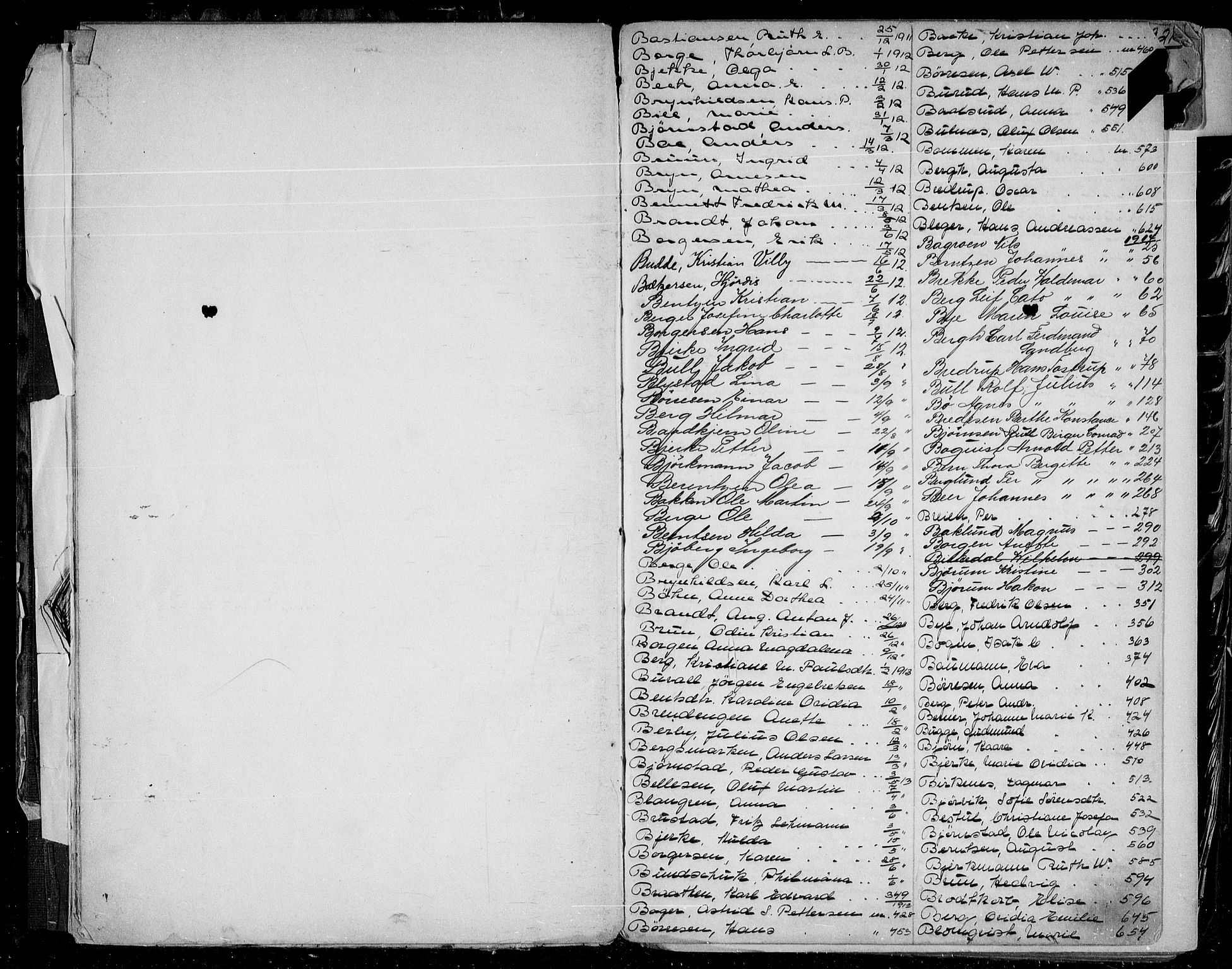 Aker kriminaldommer, skifte- og auksjonsforvalterembete, AV/SAO-A-10452/H/Ha/Haa/L0001: Register til dødsfallsprotokoll, 1911-1922