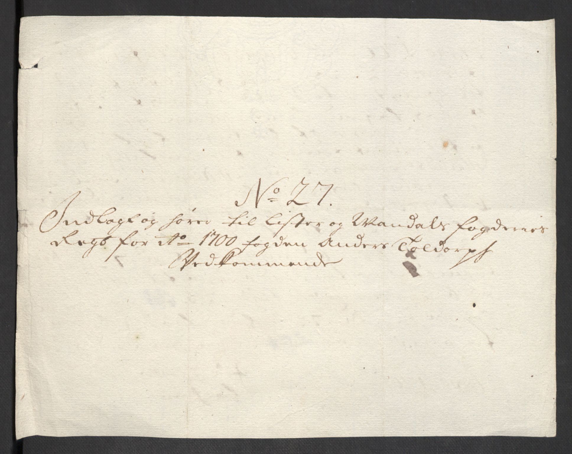 Rentekammeret inntil 1814, Reviderte regnskaper, Fogderegnskap, AV/RA-EA-4092/R43/L2548: Fogderegnskap Lista og Mandal, 1700, s. 223