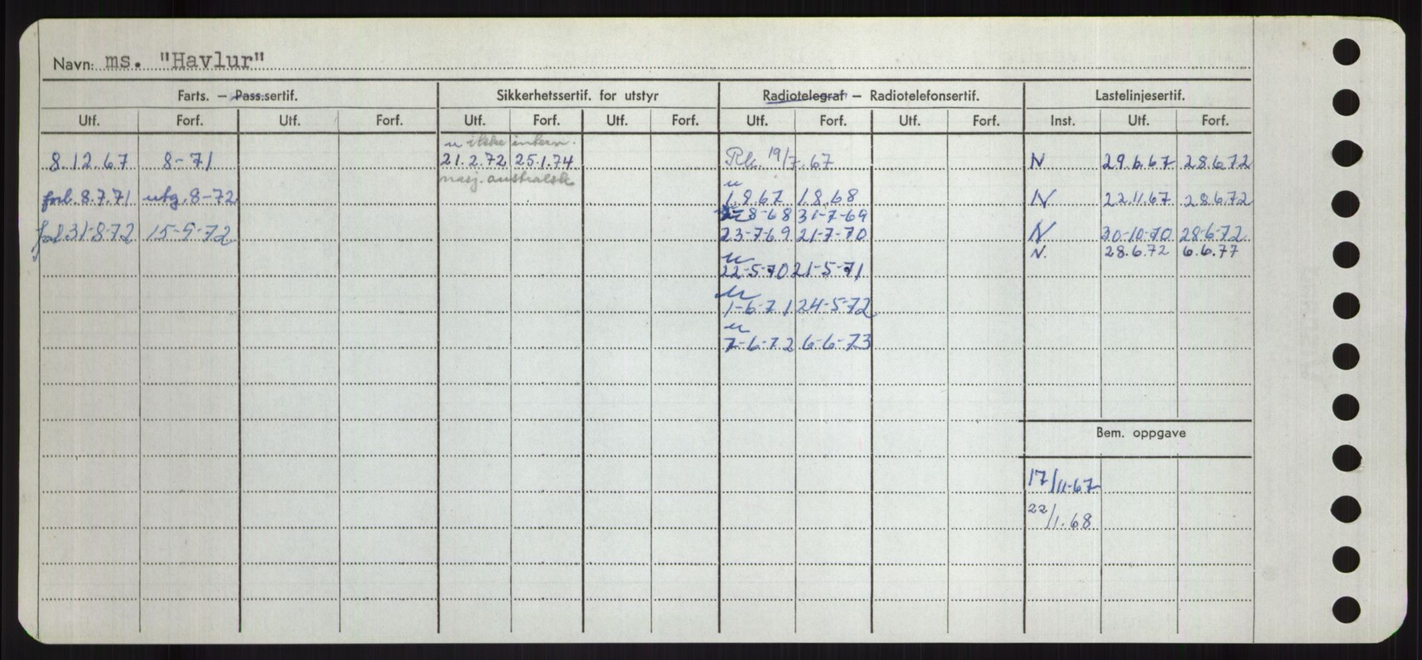 Sjøfartsdirektoratet med forløpere, Skipsmålingen, RA/S-1627/H/Hd/L0014: Fartøy, H-Havl, s. 618