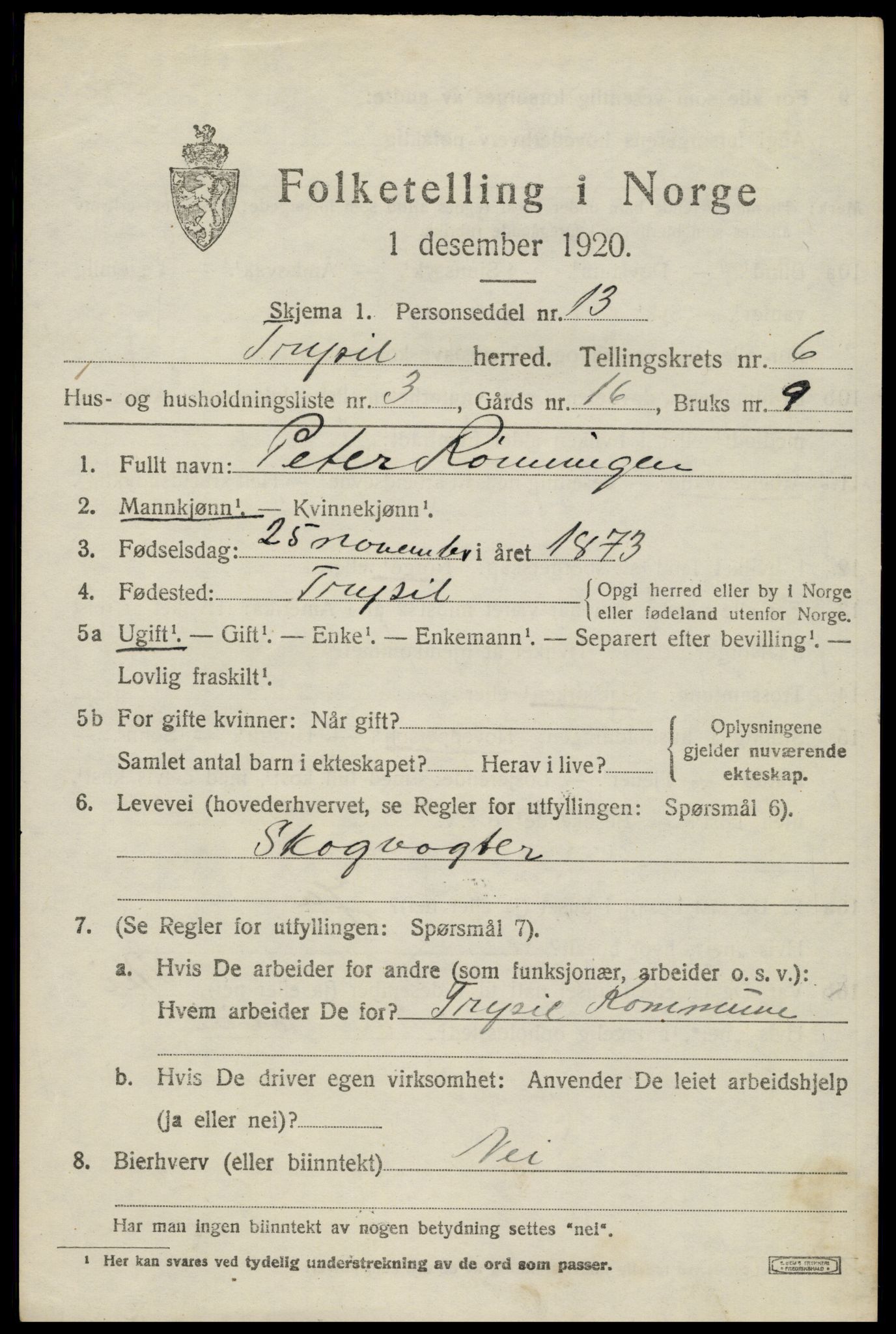 SAH, Folketelling 1920 for 0428 Trysil herred, 1920, s. 4591