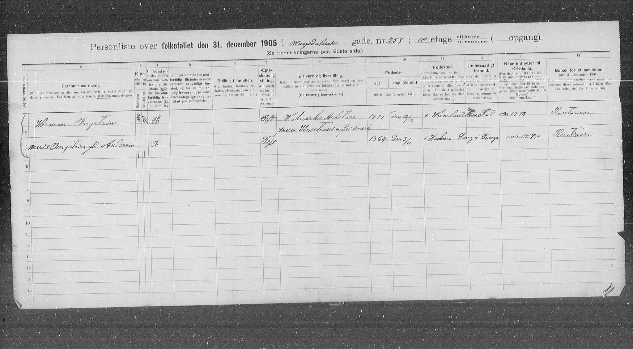 OBA, Kommunal folketelling 31.12.1905 for Kristiania kjøpstad, 1905, s. 32890