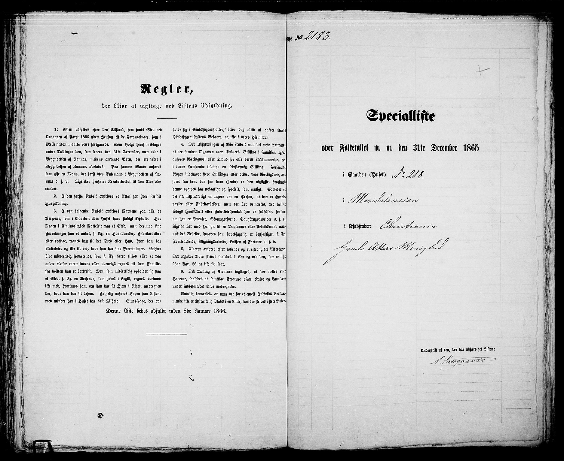 RA, Folketelling 1865 for 0301 Kristiania kjøpstad, 1865, s. 4867