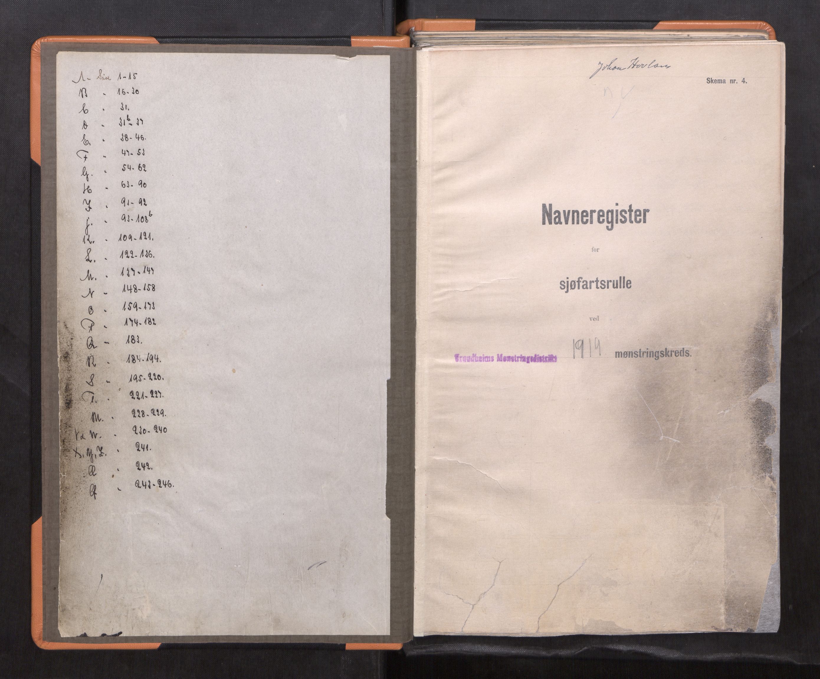 Trondheim sjømannskontor, SAT/A-4709/2/1/1d/L0029: Register til matrosrullenr.7332 -12899, 1919-1948