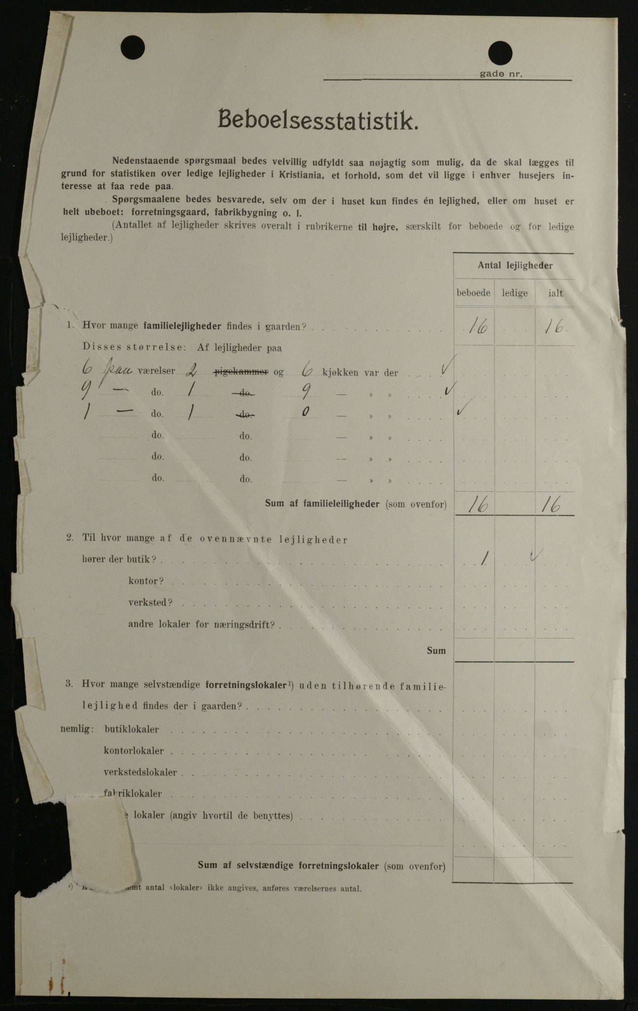 OBA, Kommunal folketelling 1.2.1908 for Kristiania kjøpstad, 1908, s. 65909