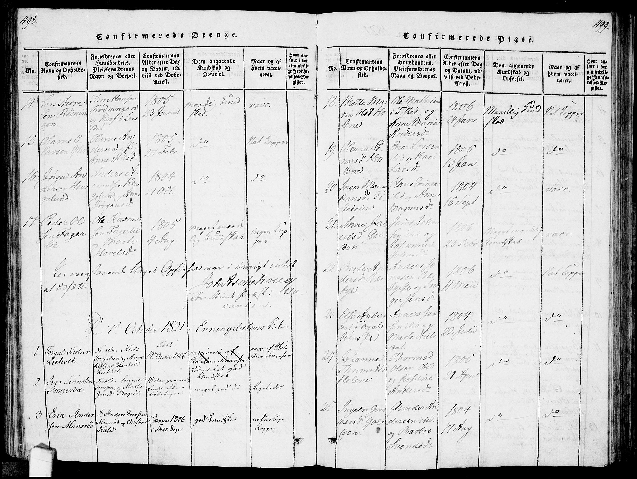 Idd prestekontor Kirkebøker, SAO/A-10911/F/Fc/L0002: Ministerialbok nr. III 2, 1815-1831, s. 498-499