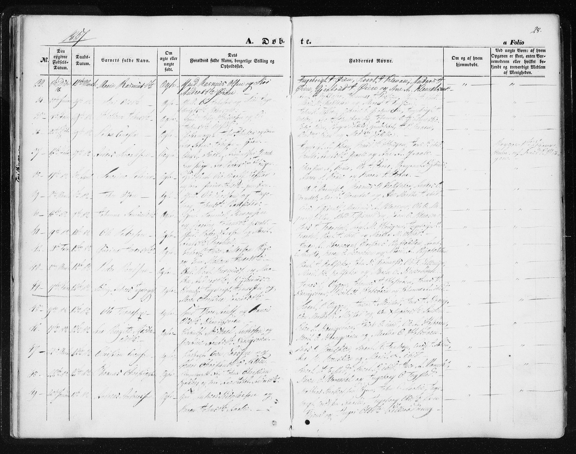 Ministerialprotokoller, klokkerbøker og fødselsregistre - Sør-Trøndelag, SAT/A-1456/668/L0806: Ministerialbok nr. 668A06, 1854-1869, s. 28