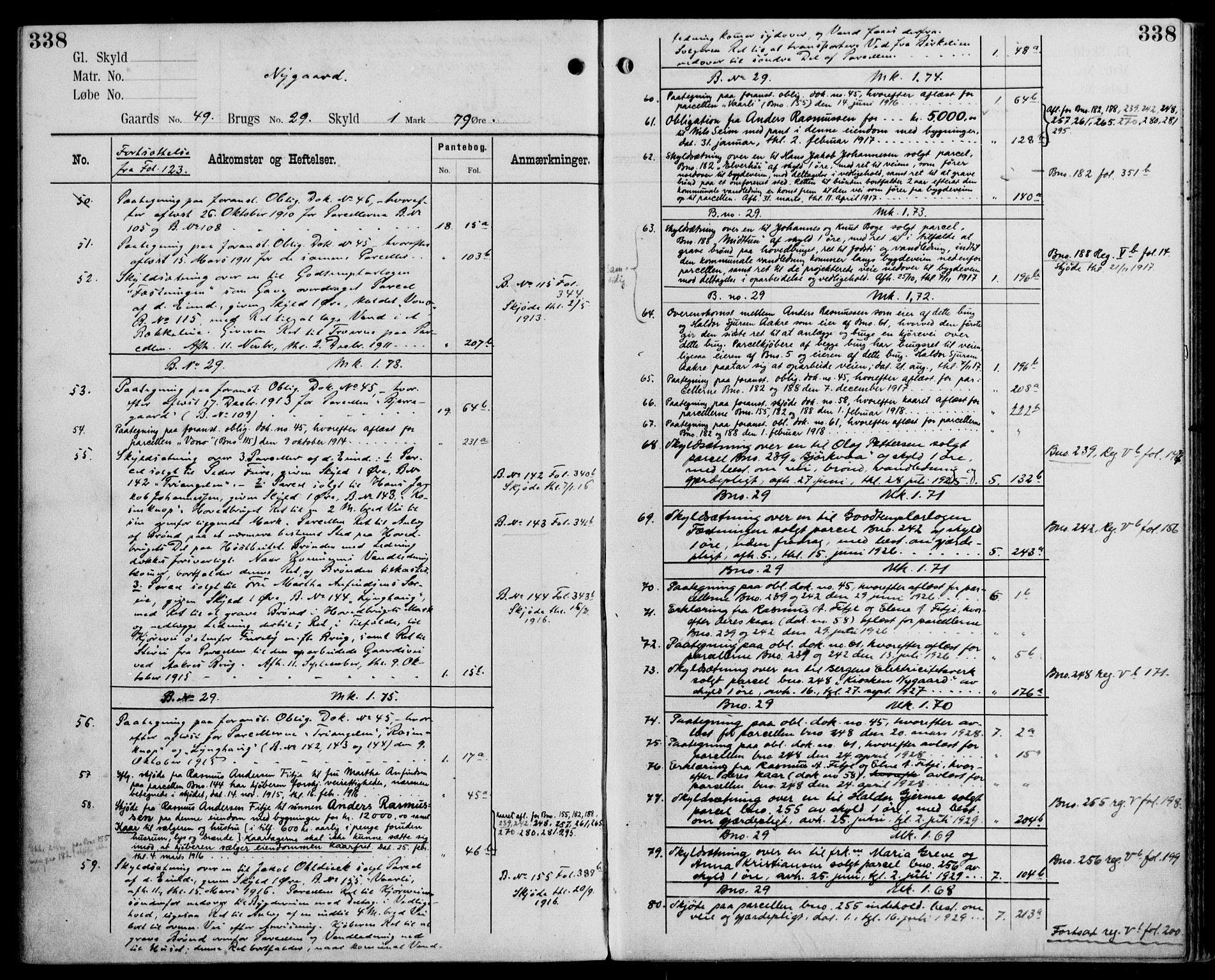 Midhordland sorenskriveri, AV/SAB-A-3001/1/G/Ga/Gab/L0110: Panteregister nr. II.A.b.110, s. 338