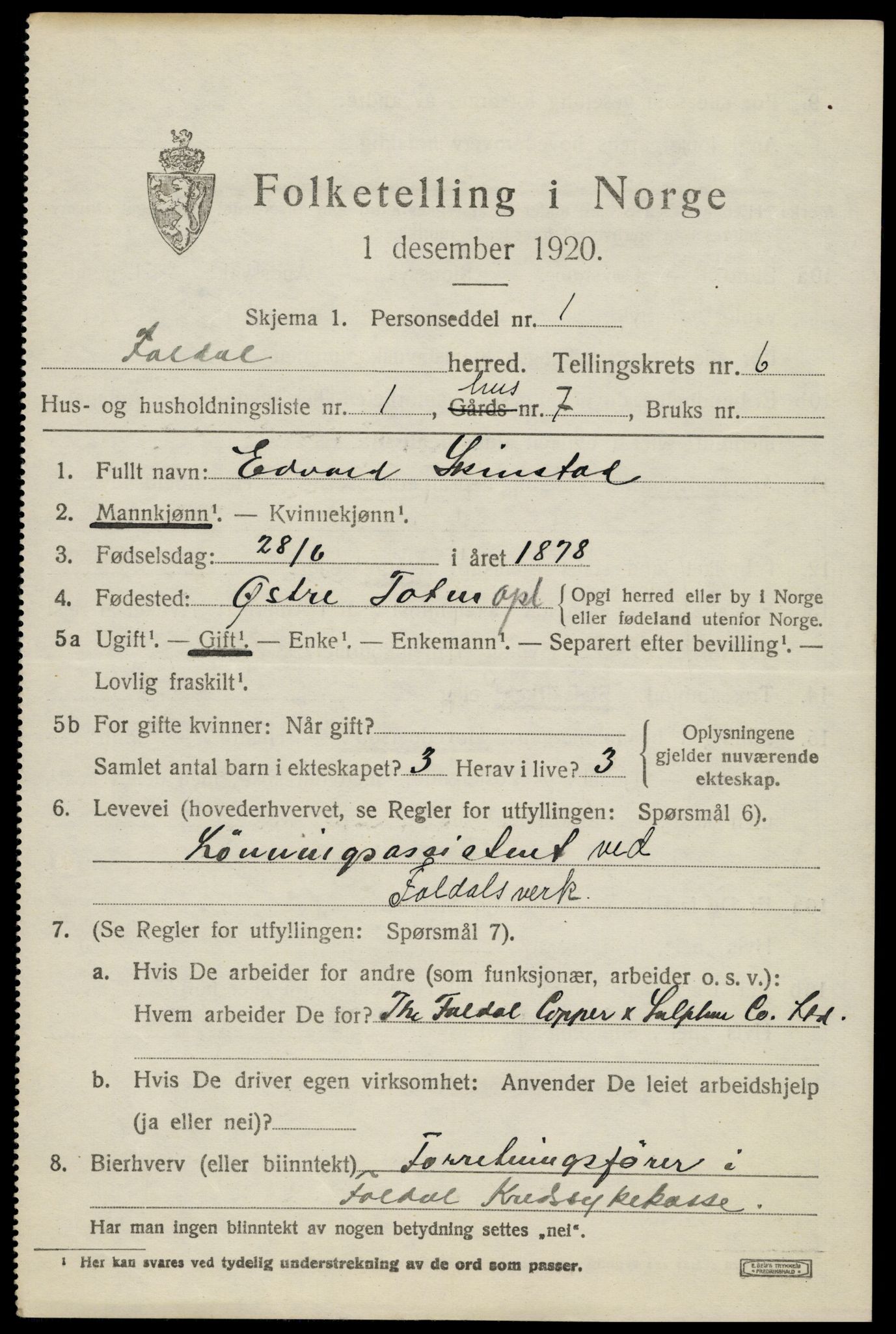 SAH, Folketelling 1920 for 0439 Folldal herred, 1920, s. 3133