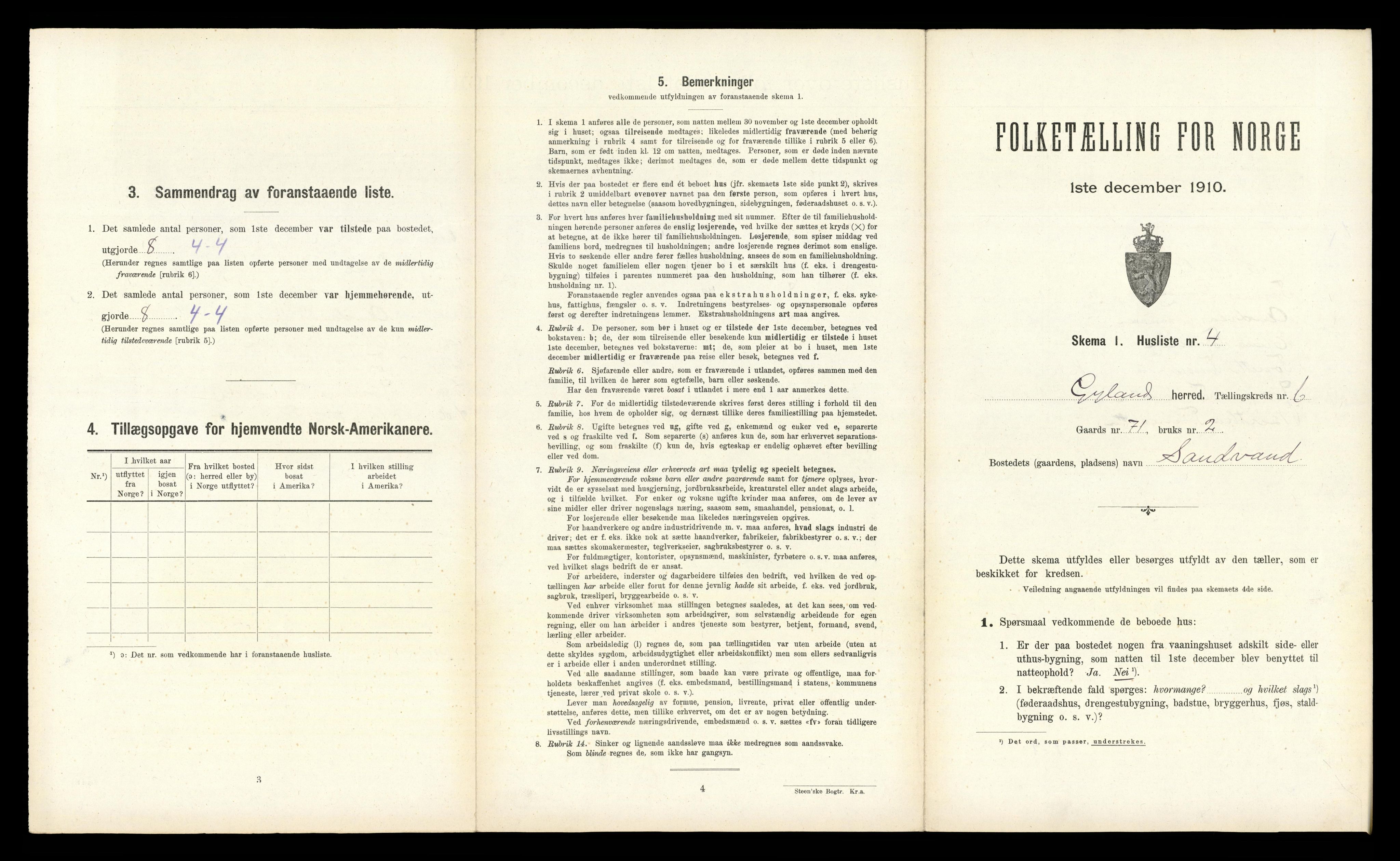 RA, Folketelling 1910 for 1044 Gyland herred, 1910, s. 202