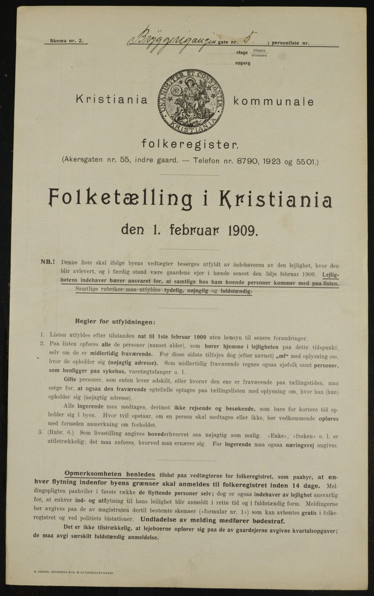 OBA, Kommunal folketelling 1.2.1909 for Kristiania kjøpstad, 1909, s. 39429