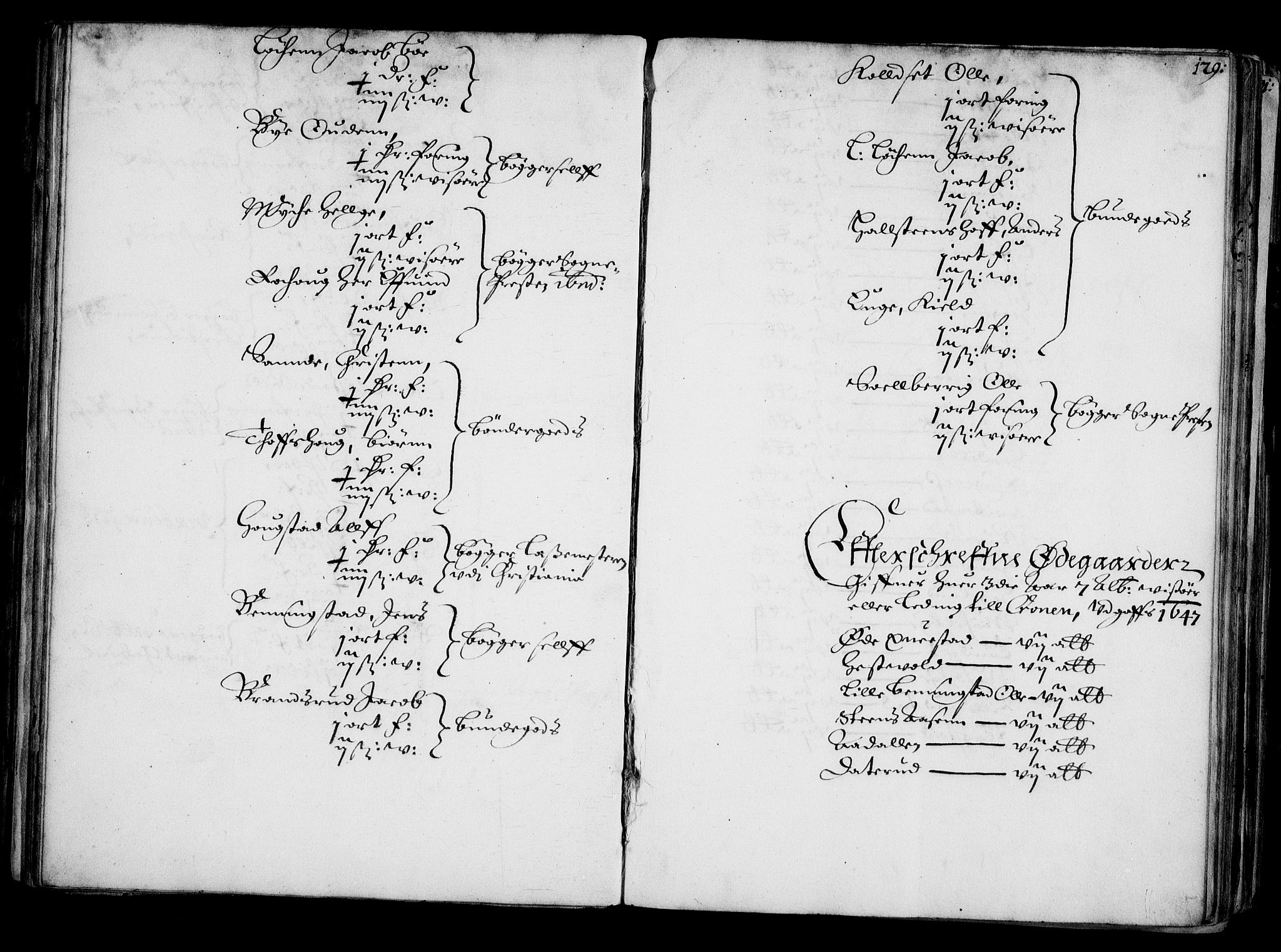 Rentekammeret inntil 1814, Realistisk ordnet avdeling, AV/RA-EA-4070/N/Na/L0001: [XI f]: Akershus stifts jordebok, 1652, s. 128b-129a