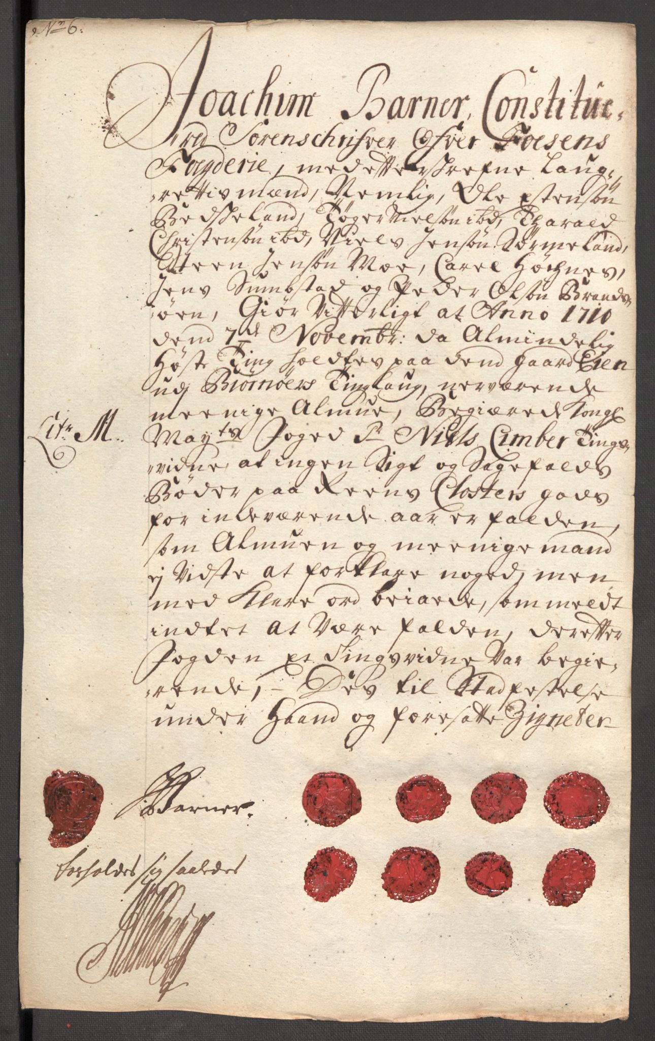 Rentekammeret inntil 1814, Reviderte regnskaper, Fogderegnskap, AV/RA-EA-4092/R57/L3859: Fogderegnskap Fosen, 1710, s. 139