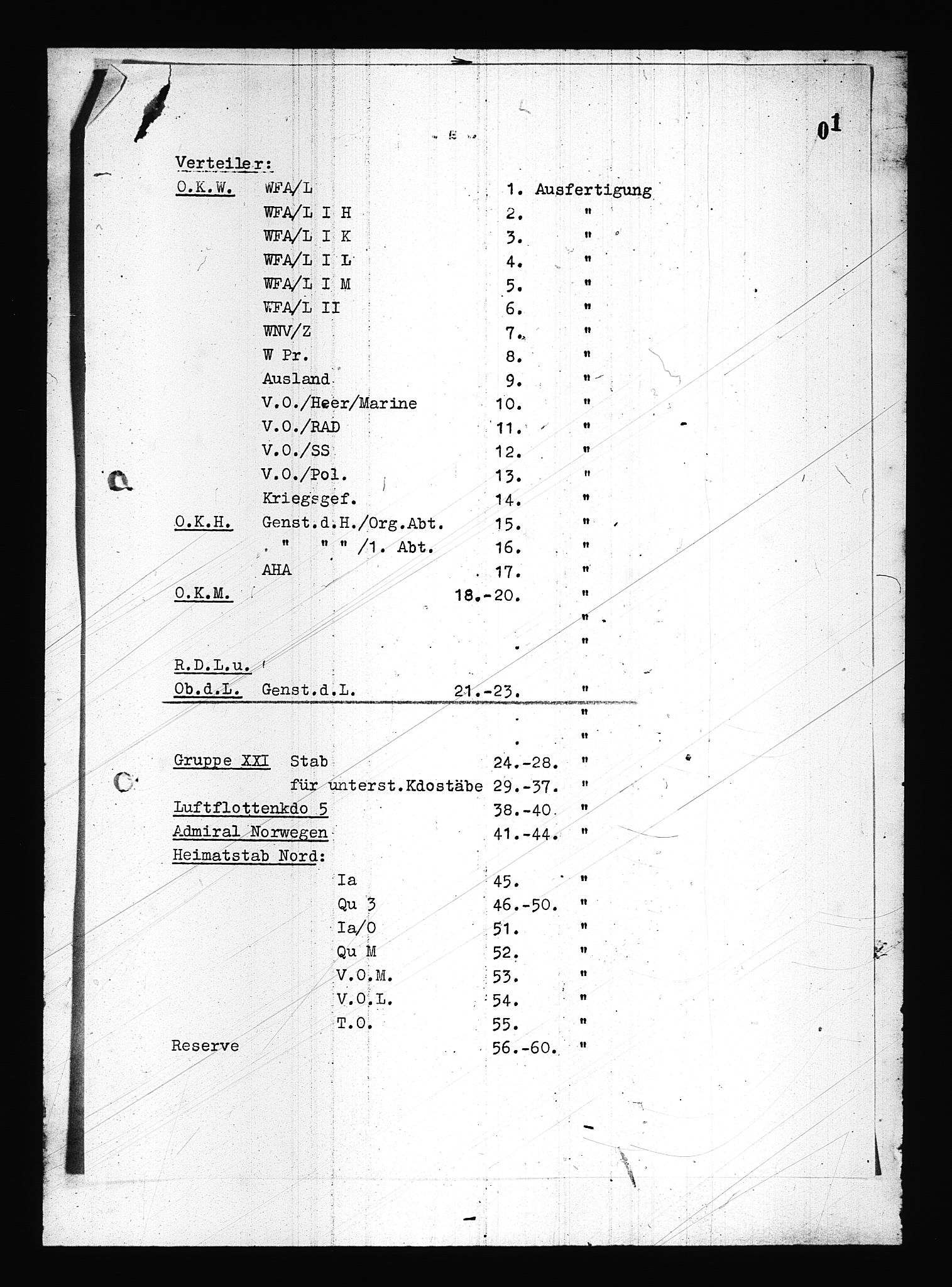 Documents Section, RA/RAFA-2200/V/L0083: Amerikansk mikrofilm "Captured German Documents".
Box No. 722.  FKA jnr. 615/1954., 1940, s. 246