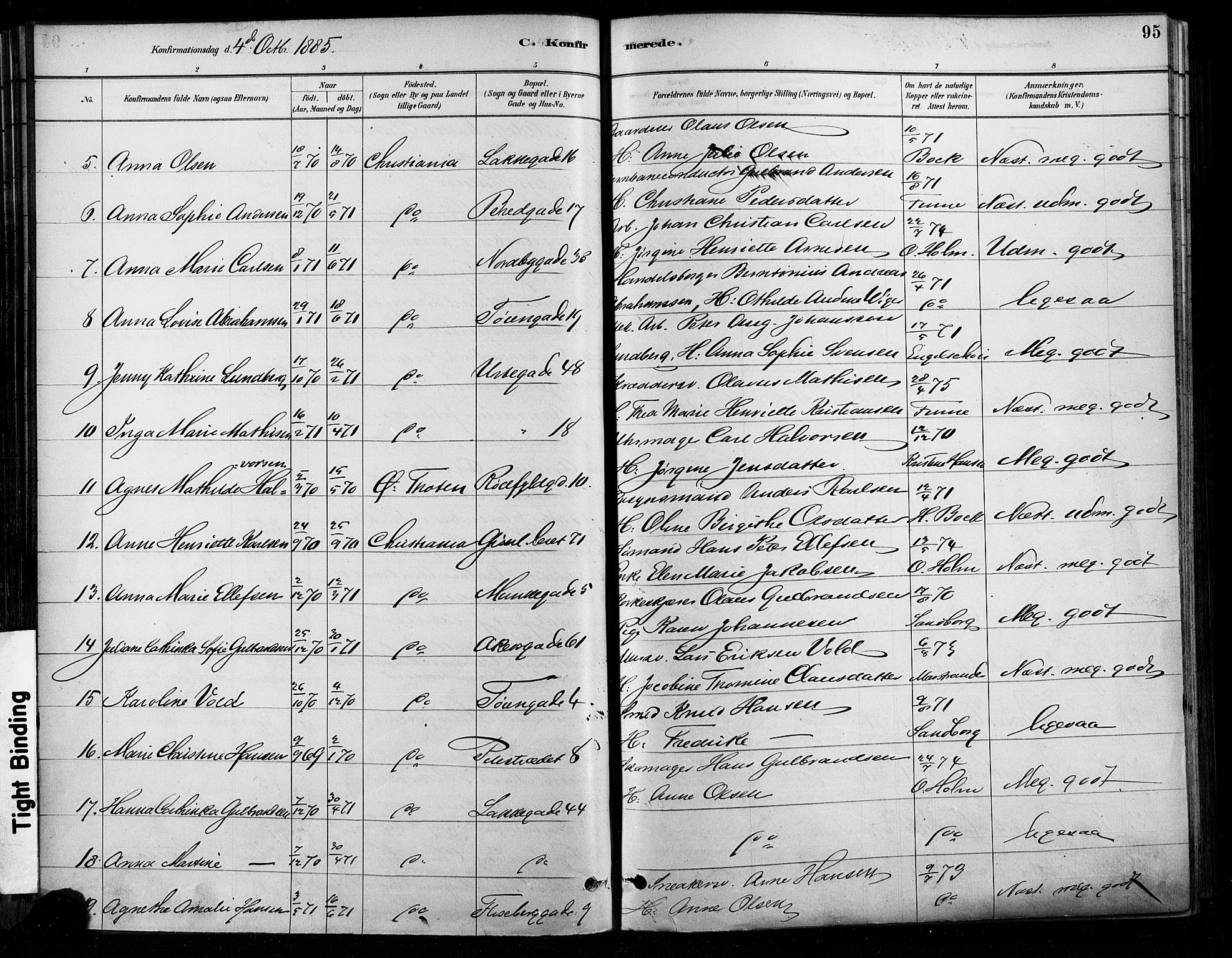 Grønland prestekontor Kirkebøker, AV/SAO-A-10848/F/Fa/L0008: Ministerialbok nr. 8, 1881-1893, s. 95