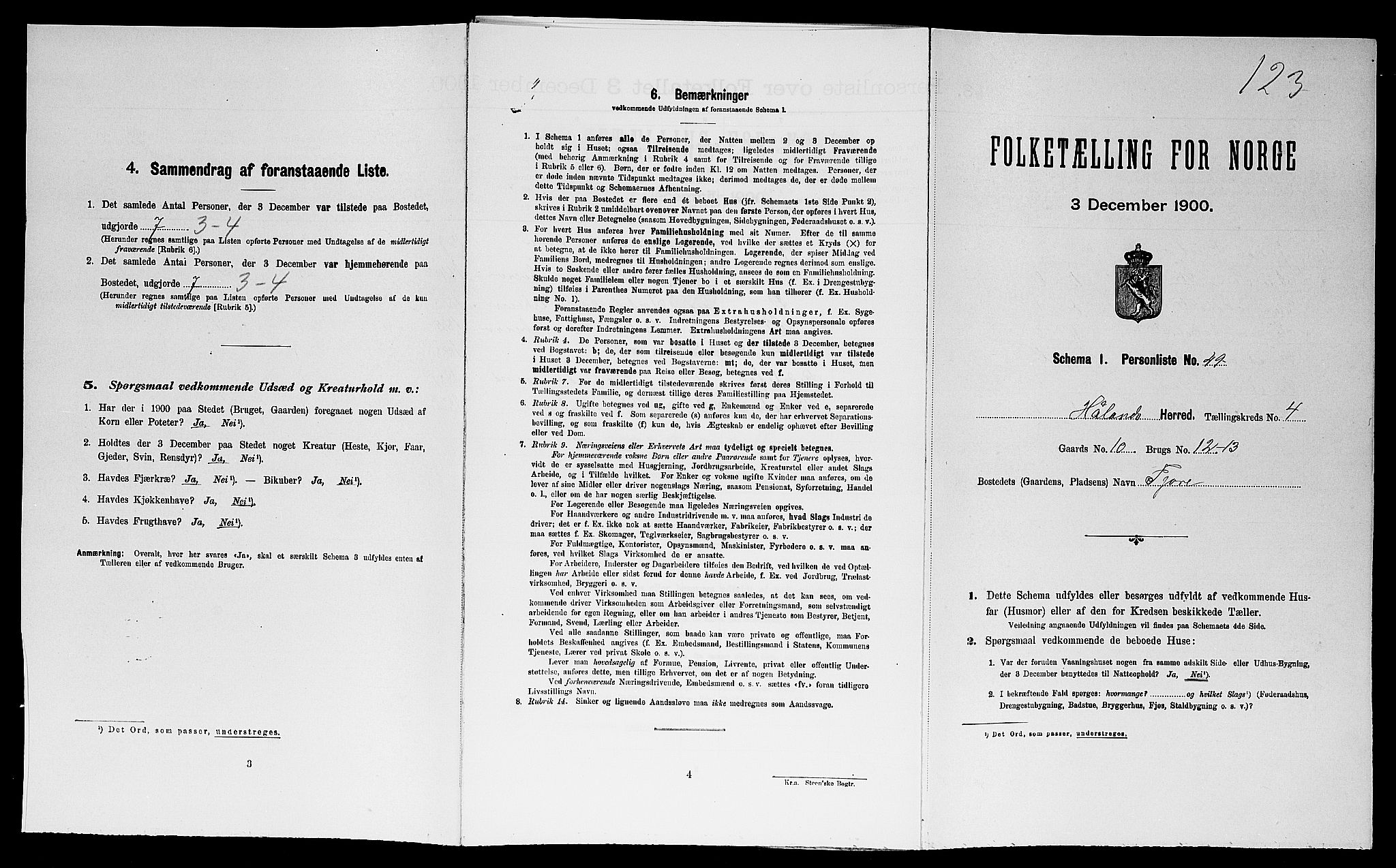 SAST, Folketelling 1900 for 1124 Haaland herred, 1900, s. 698