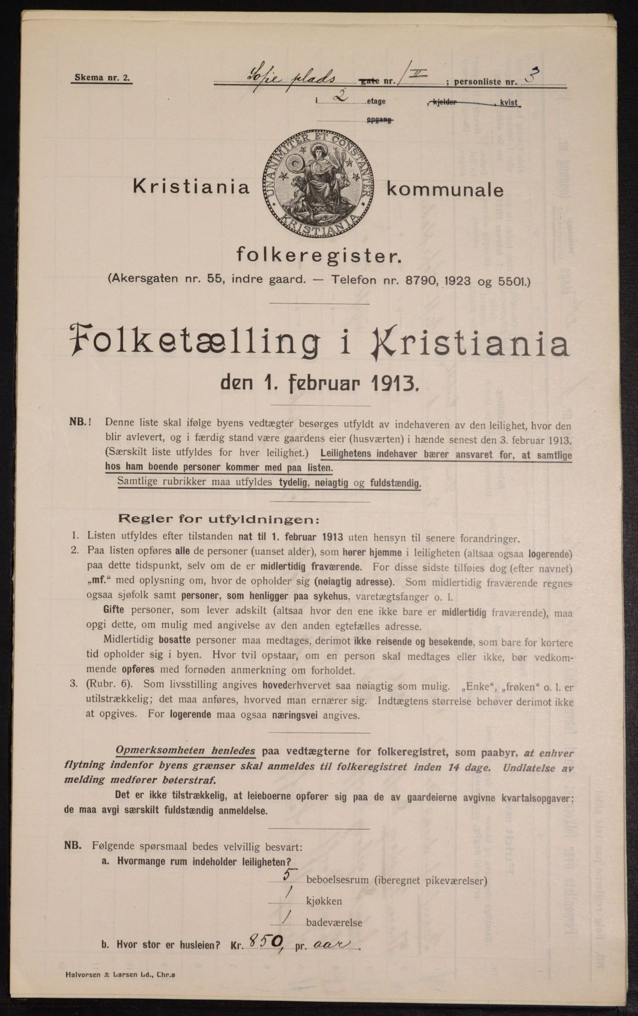 OBA, Kommunal folketelling 1.2.1913 for Kristiania, 1913, s. 99372