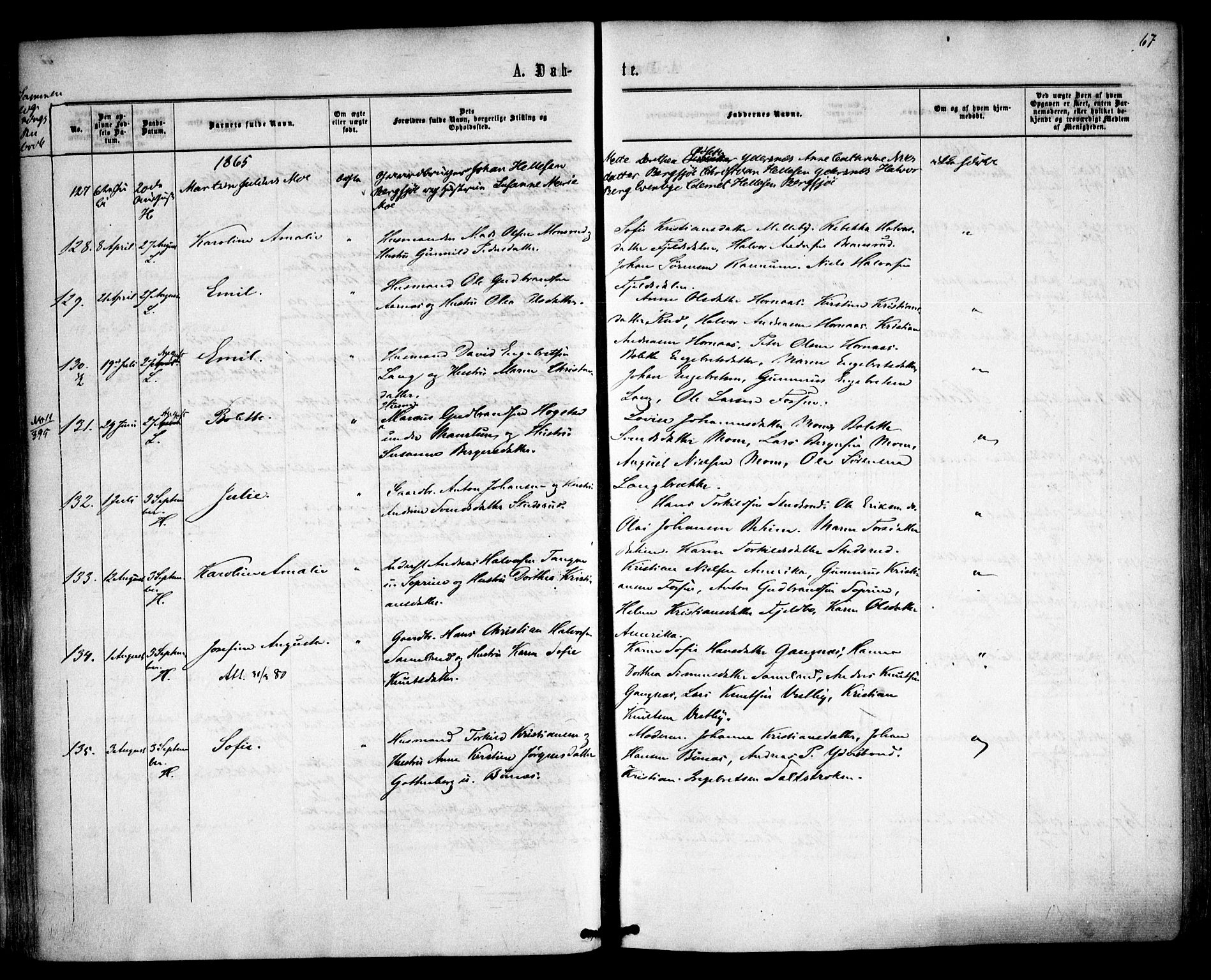 Høland prestekontor Kirkebøker, AV/SAO-A-10346a/F/Fa/L0011: Ministerialbok nr. I 11, 1862-1869, s. 67