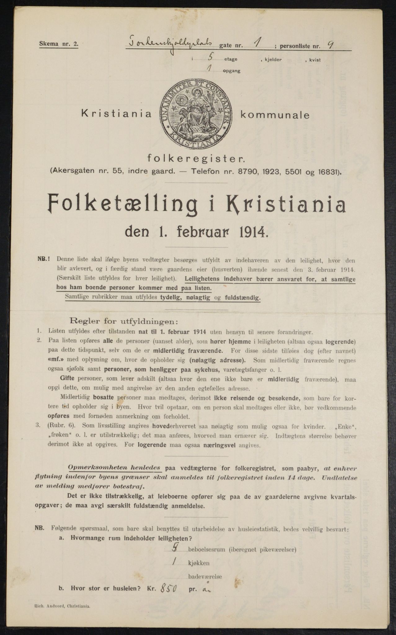 OBA, Kommunal folketelling 1.2.1914 for Kristiania, 1914, s. 114668