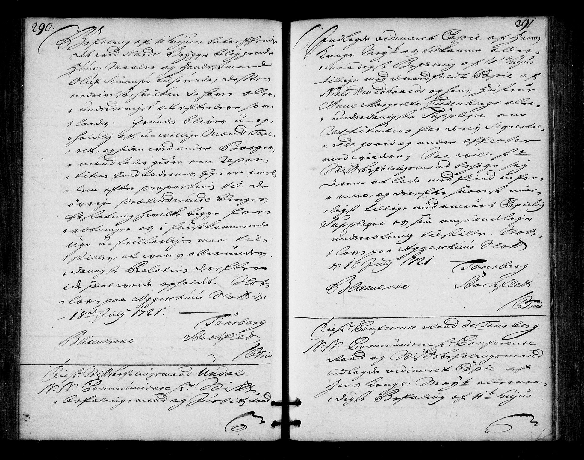 Stattholderembetet 1572-1771, AV/RA-EA-2870/Bd/L0013: Ordreprotokoll, 1720-1722, s. 290-291