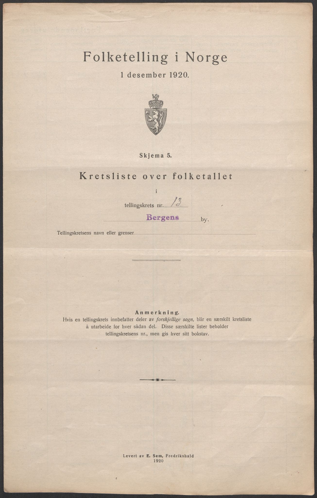 SAB, Folketelling 1920 for 1301 Bergen kjøpstad, 1920, s. 49