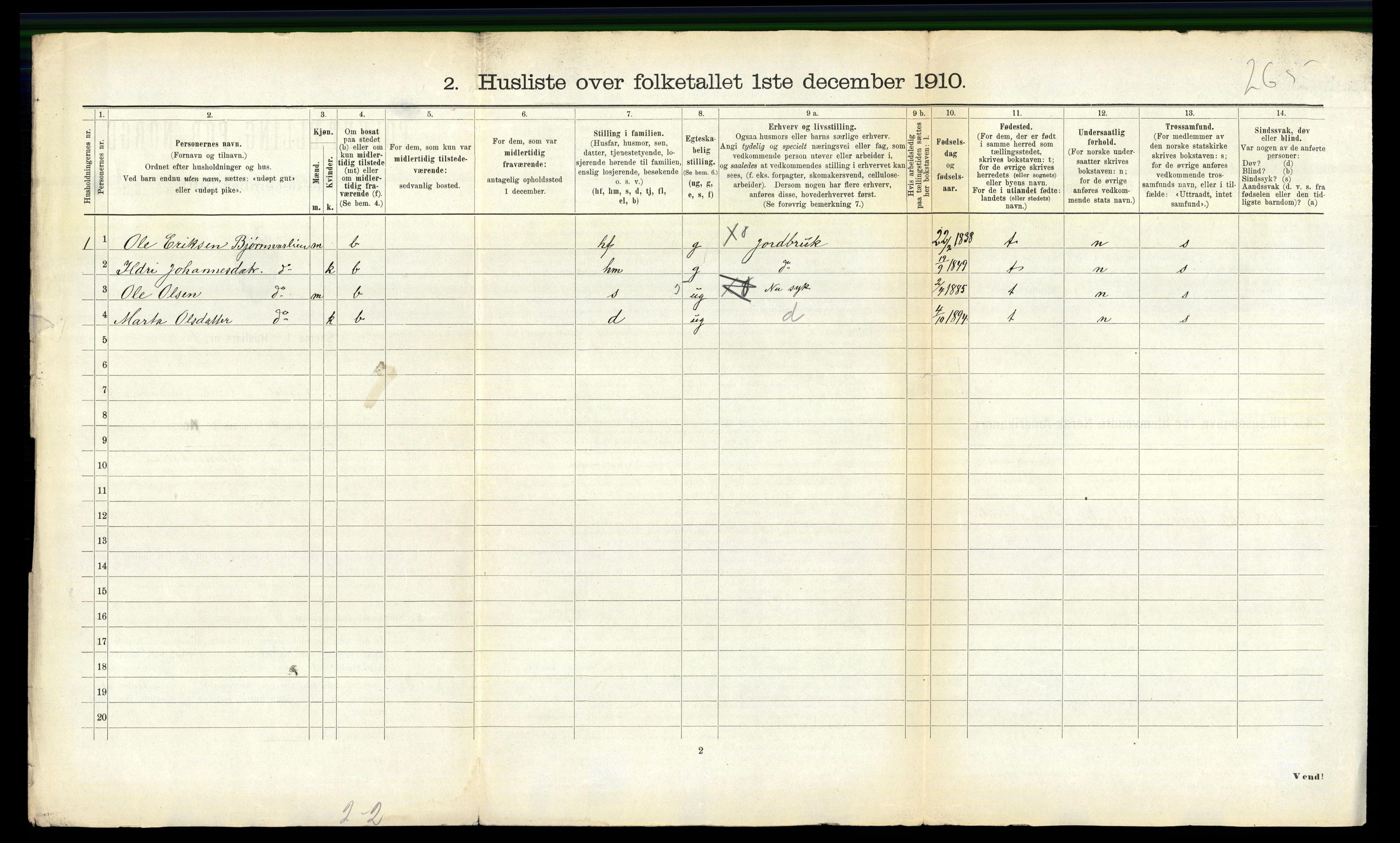 RA, Folketelling 1910 for 1634 Oppdal herred, 1910, s. 1370