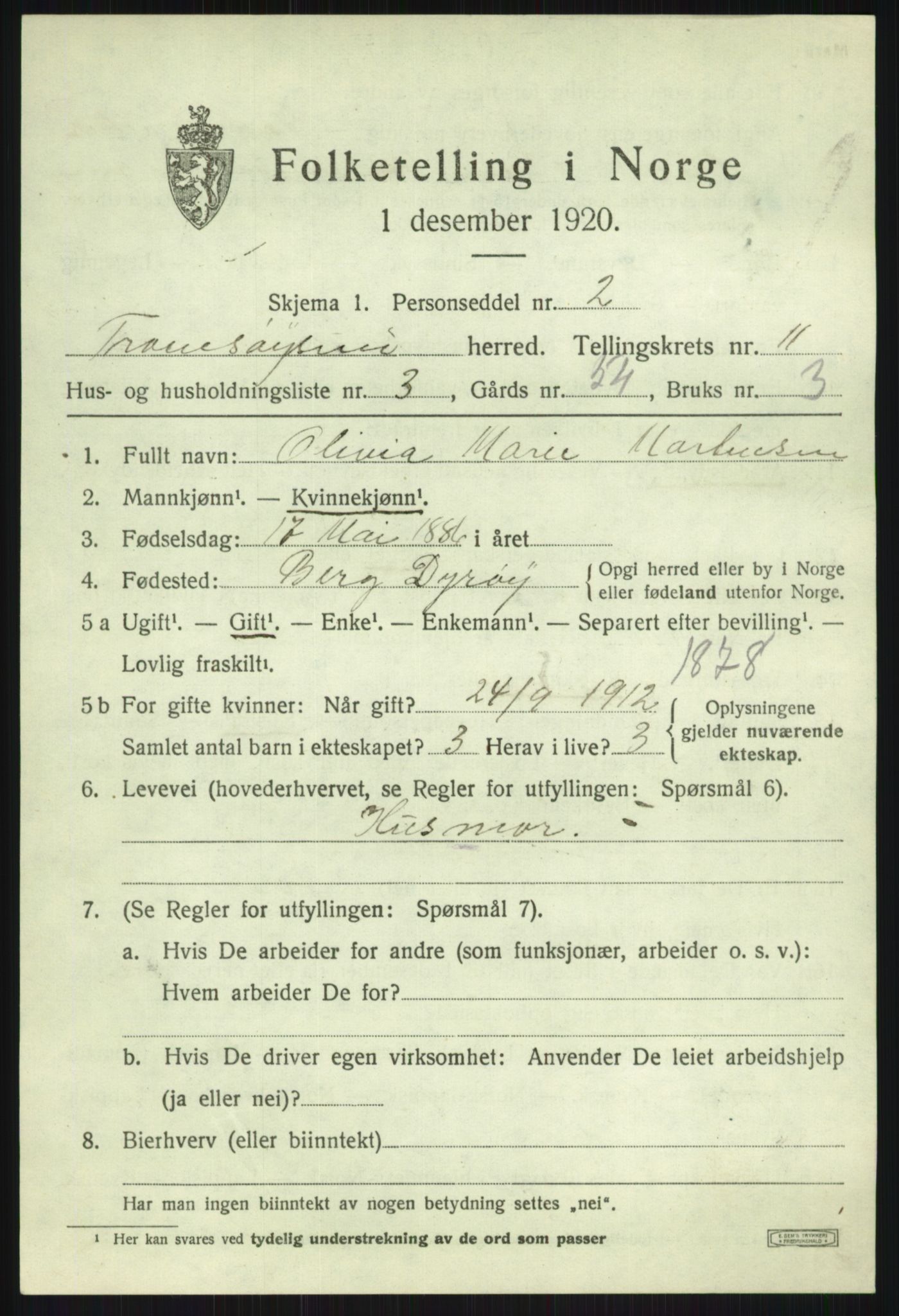 SATØ, Folketelling 1920 for 1934 Tromsøysund herred, 1920, s. 7268
