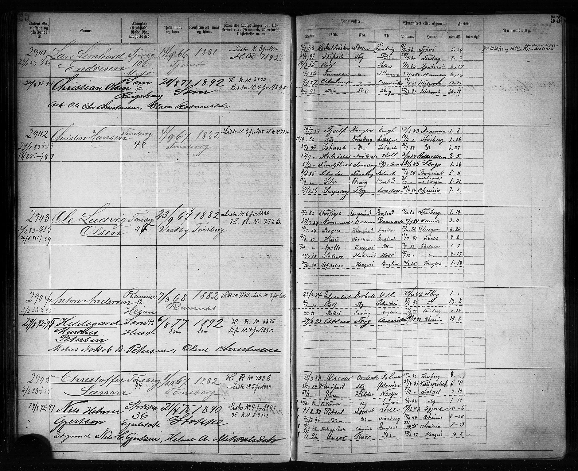 Tønsberg innrulleringskontor, AV/SAKO-A-786/F/Fb/L0007: Annotasjonsrulle Patent nr. 2636-5150, 1881-1892, s. 56