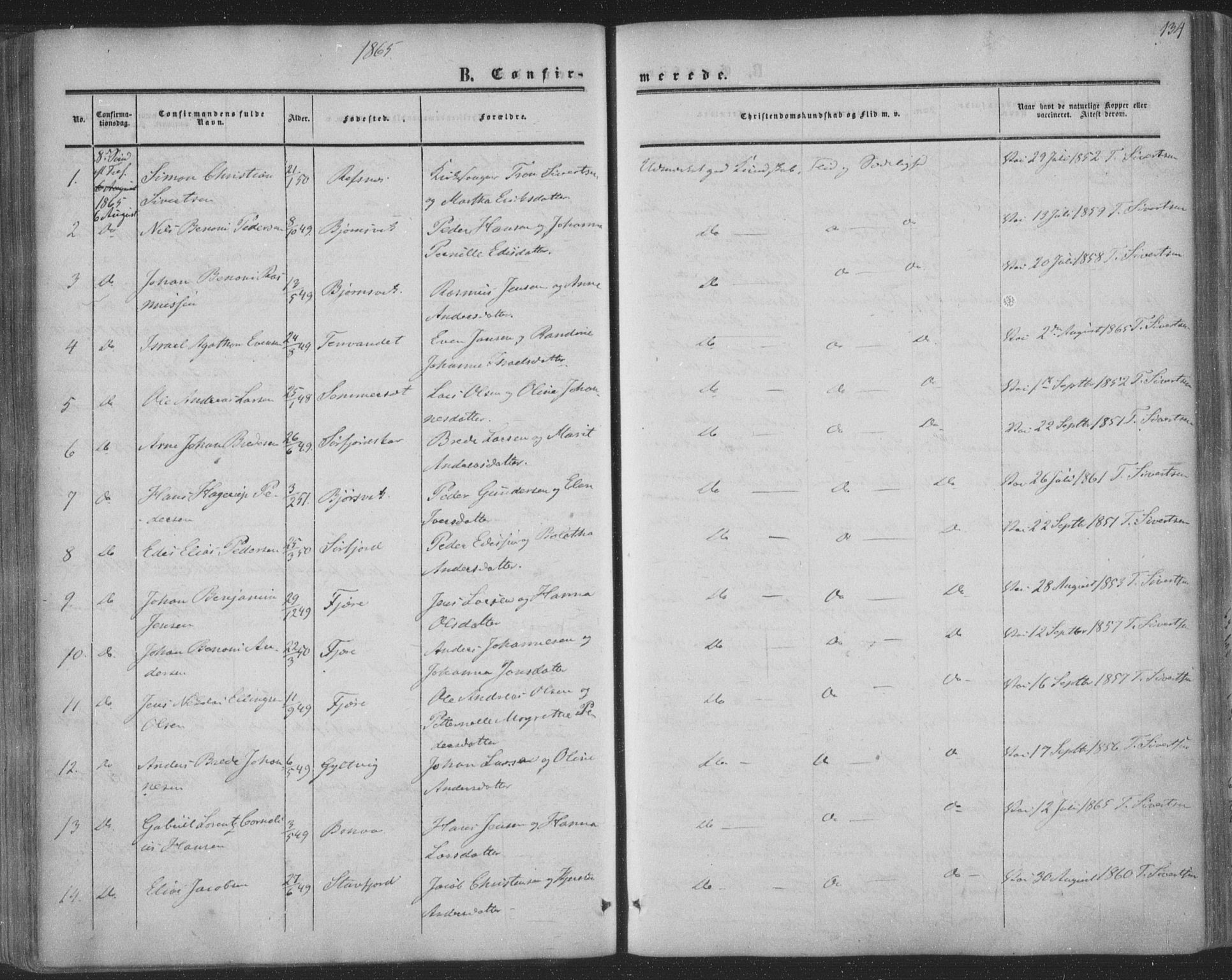 Ministerialprotokoller, klokkerbøker og fødselsregistre - Nordland, AV/SAT-A-1459/853/L0770: Ministerialbok nr. 853A09, 1857-1870, s. 134