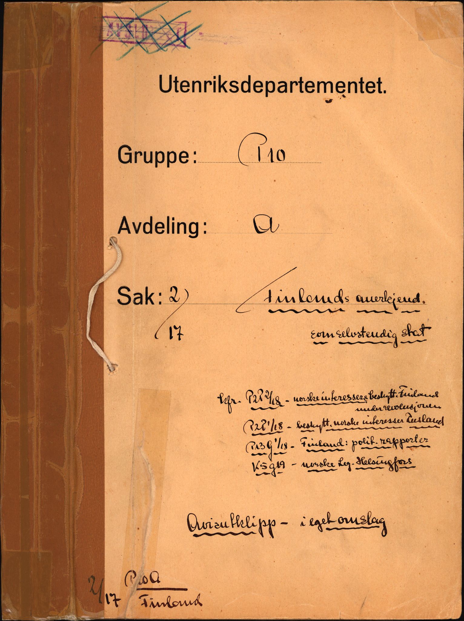 Utenriksdepartementet, AV/RA-S-2259, 1917-1936