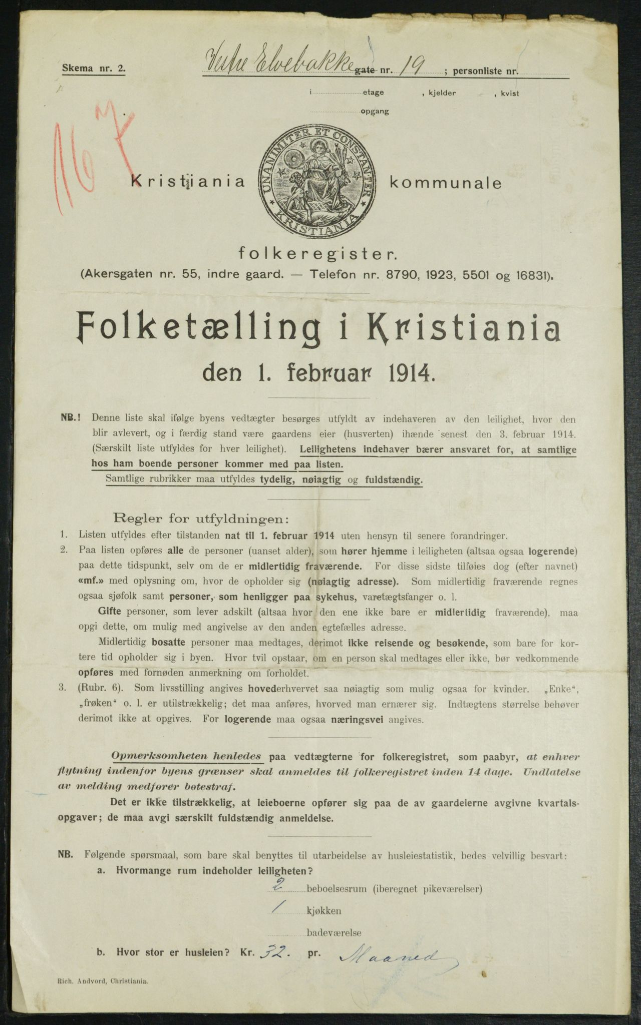 OBA, Kommunal folketelling 1.2.1914 for Kristiania, 1914, s. 123606