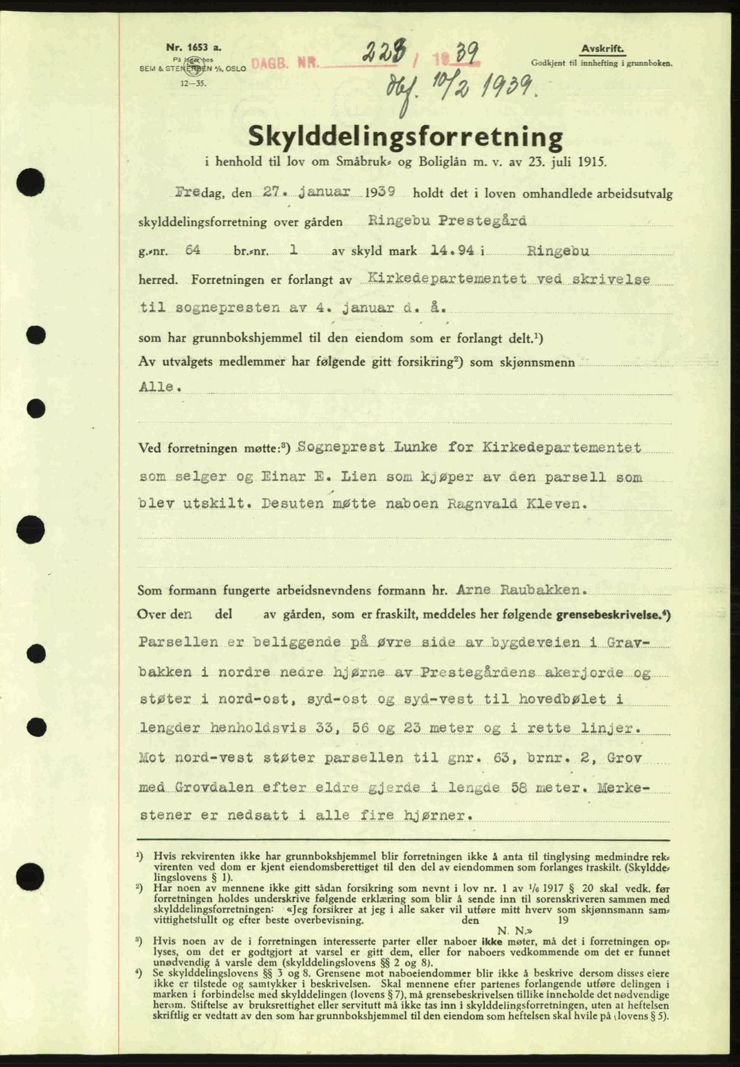 Sør-Gudbrandsdal tingrett, SAH/TING-004/H/Hb/Hbd/L0005: Pantebok nr. A5, 1938-1939, Dagboknr: 223/1939
