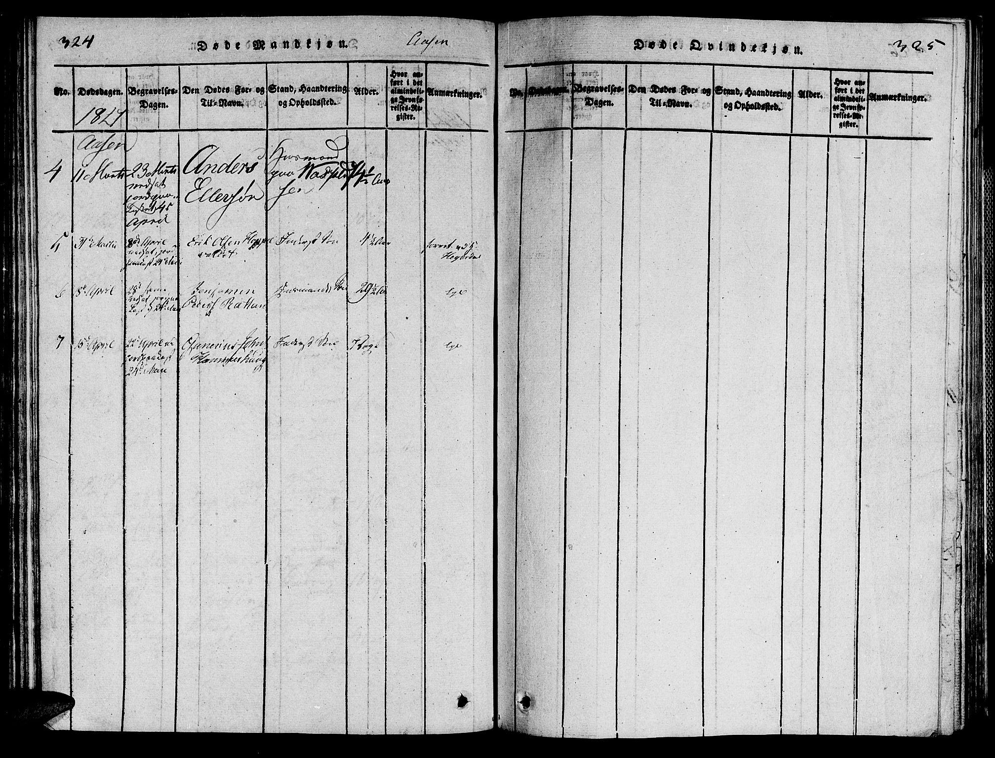 Ministerialprotokoller, klokkerbøker og fødselsregistre - Nord-Trøndelag, AV/SAT-A-1458/713/L0112: Ministerialbok nr. 713A04 /2, 1817-1827, s. 324-325