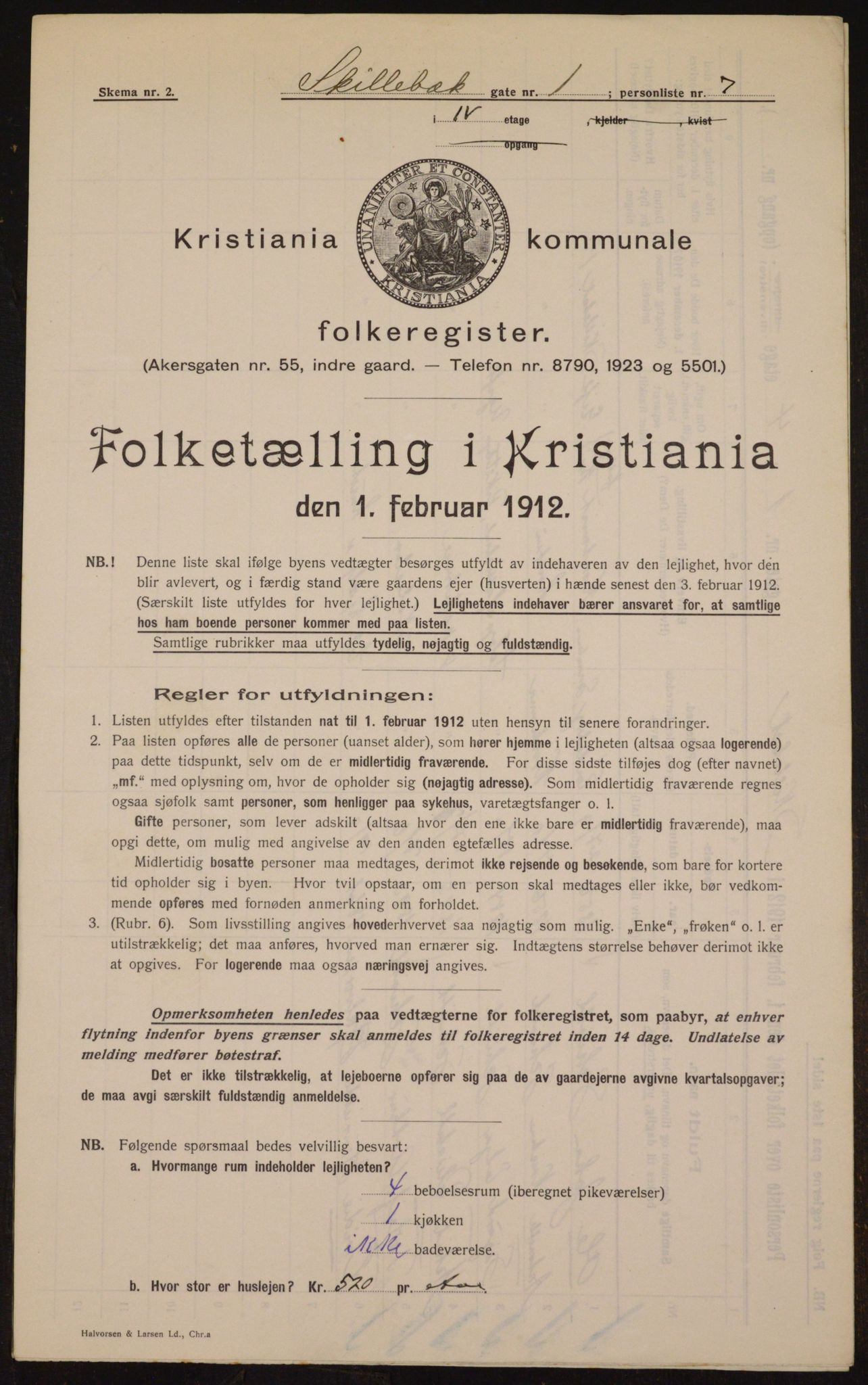 OBA, Kommunal folketelling 1.2.1912 for Kristiania, 1912, s. 95706