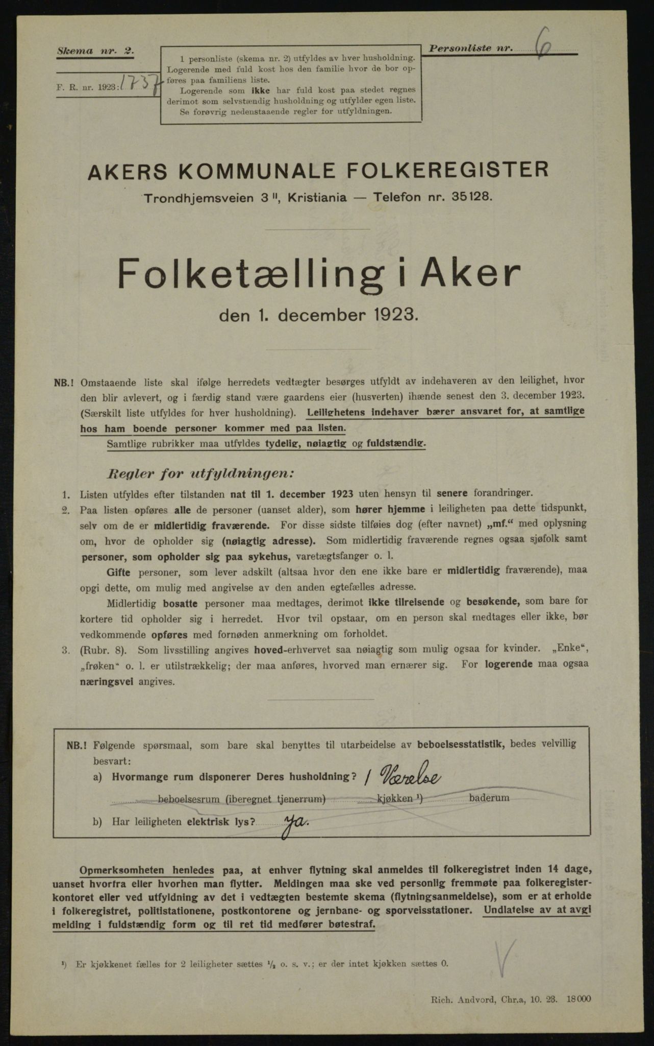 , Kommunal folketelling 1.12.1923 for Aker, 1923, s. 18976