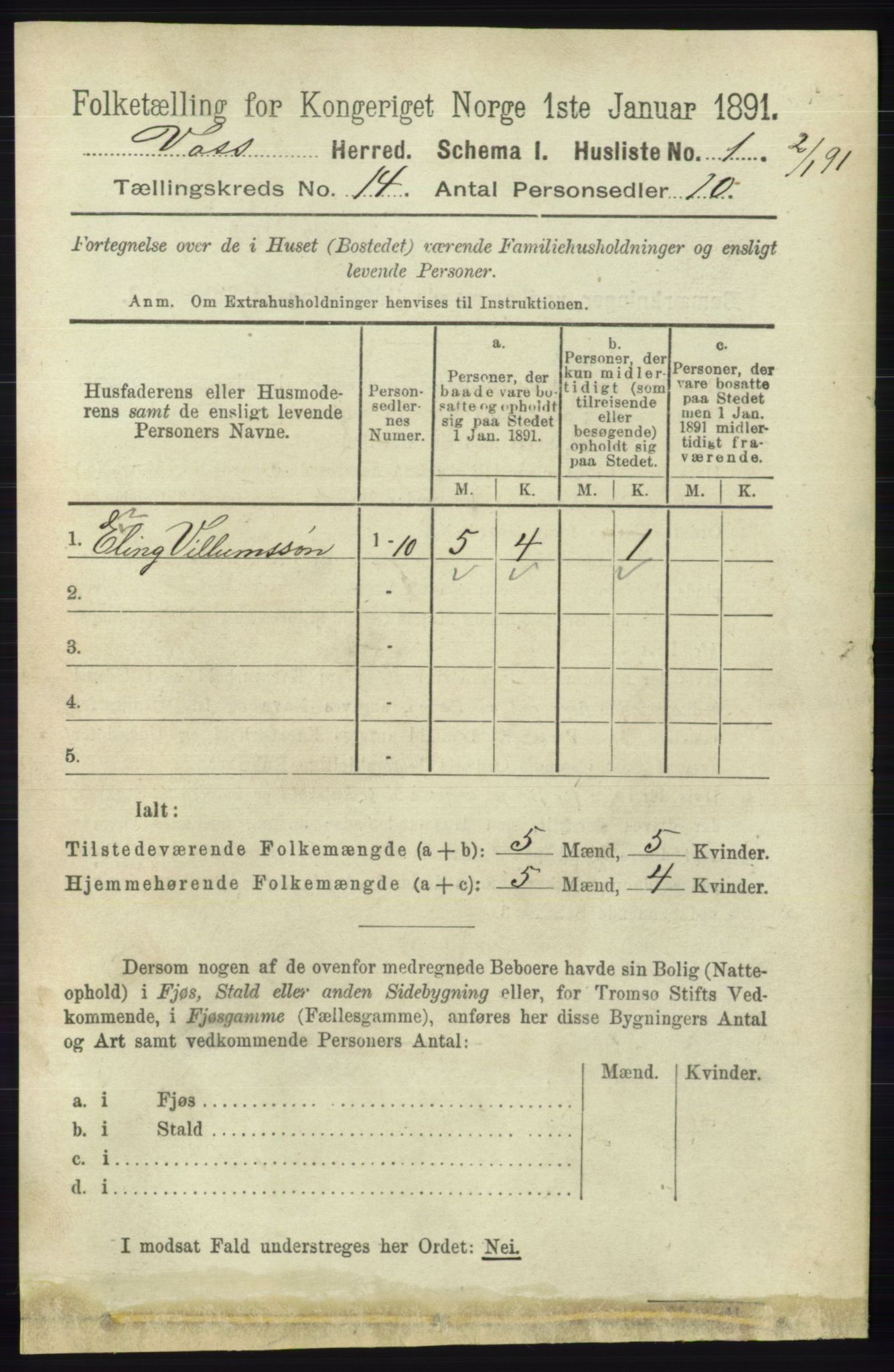 RA, Folketelling 1891 for 1235 Voss herred, 1891, s. 7183