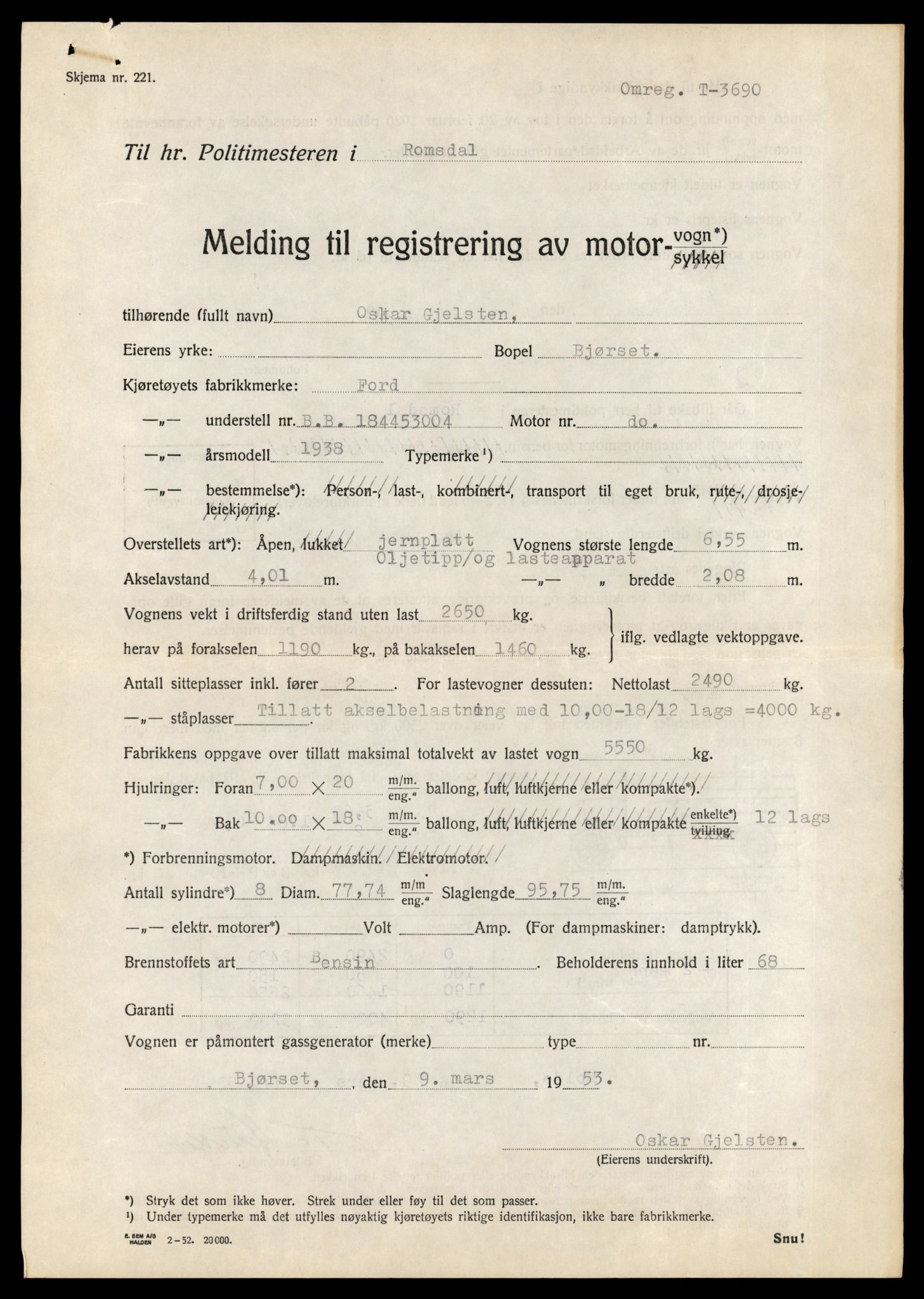 Møre og Romsdal vegkontor - Ålesund trafikkstasjon, AV/SAT-A-4099/F/Fe/L0035: Registreringskort for kjøretøy T 12653 - T 12829, 1927-1998, s. 2198