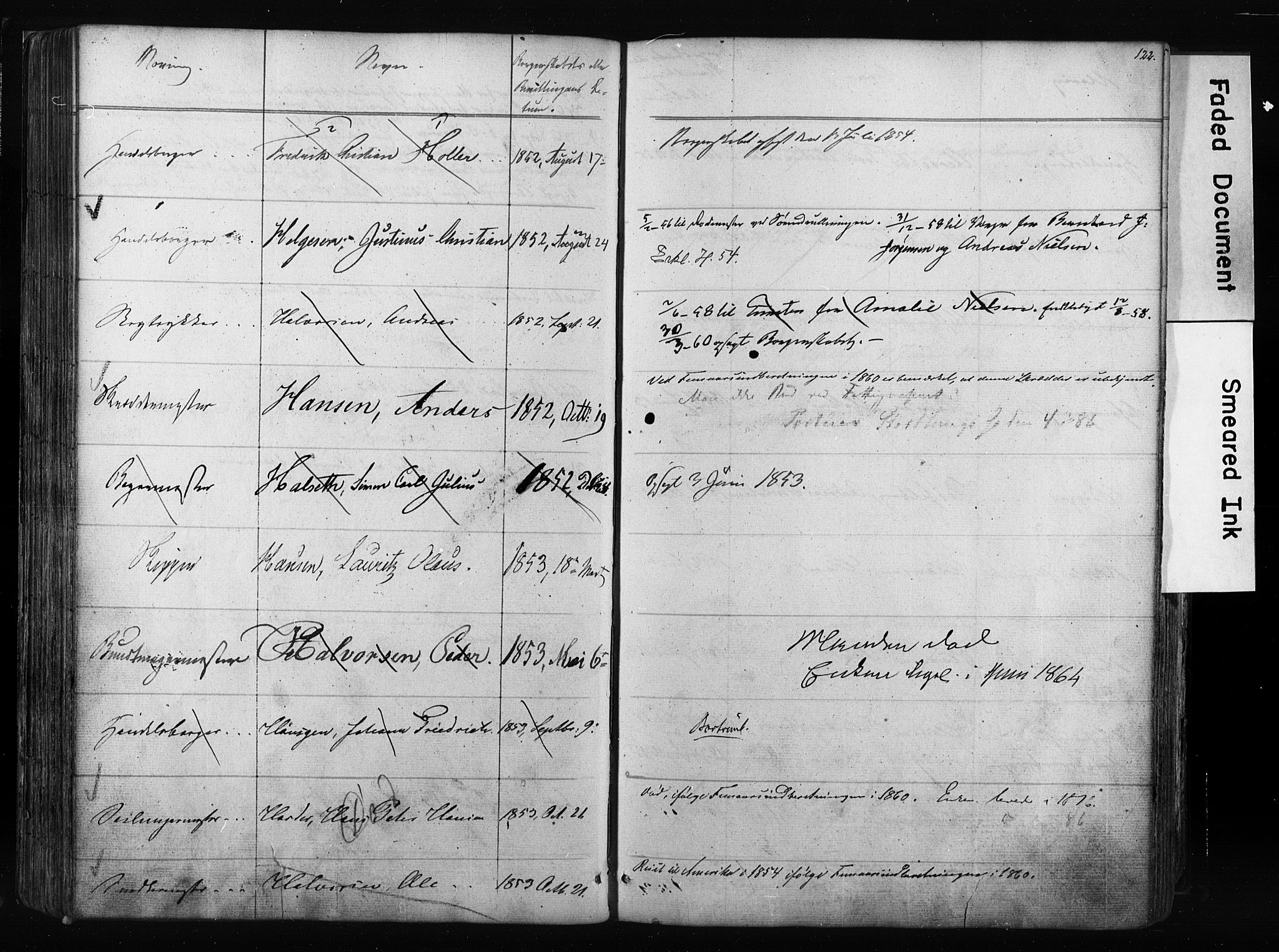 Kristiania magistrat, SAO/A-10711/F/Fb/L0003: Borgerrulle, 1842-1860, s. 125
