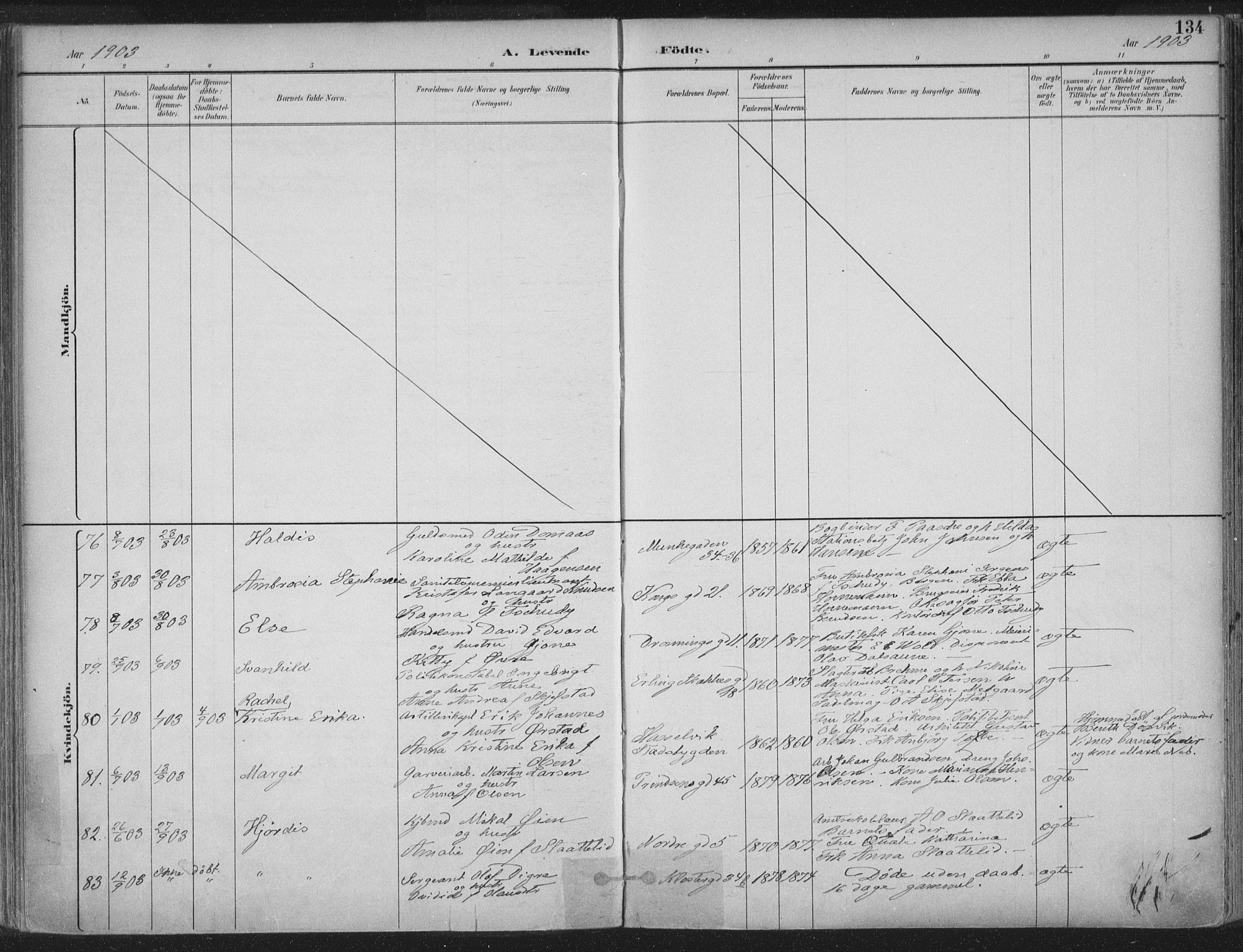 Ministerialprotokoller, klokkerbøker og fødselsregistre - Sør-Trøndelag, SAT/A-1456/601/L0062: Ministerialbok nr. 601A30, 1891-1911, s. 134