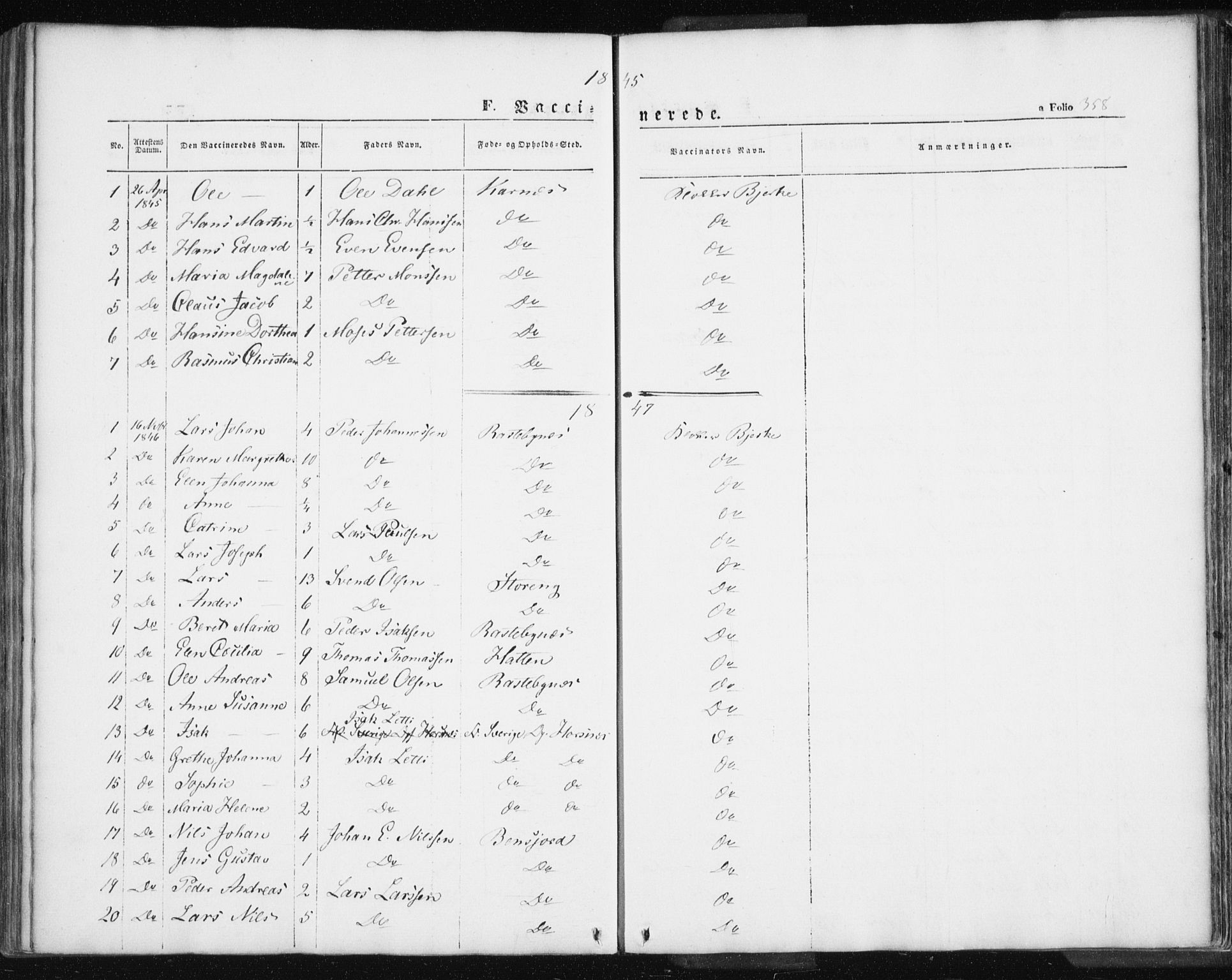 Lyngen sokneprestembete, SATØ/S-1289/H/He/Hea/L0004kirke: Ministerialbok nr. 4, 1839-1858, s. 358