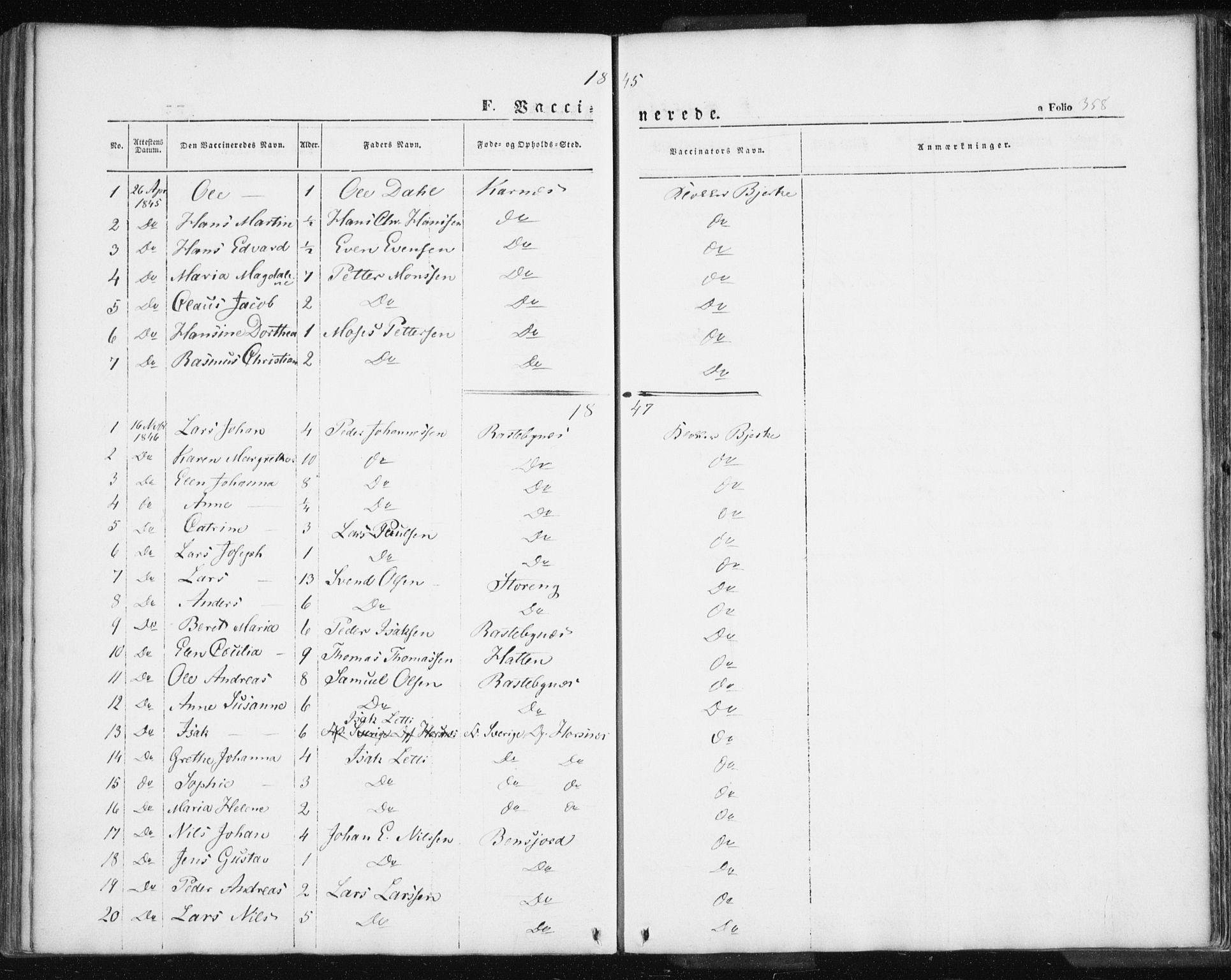 Lyngen sokneprestembete, AV/SATØ-S-1289/H/He/Hea/L0004kirke: Ministerialbok nr. 4, 1839-1858, s. 358