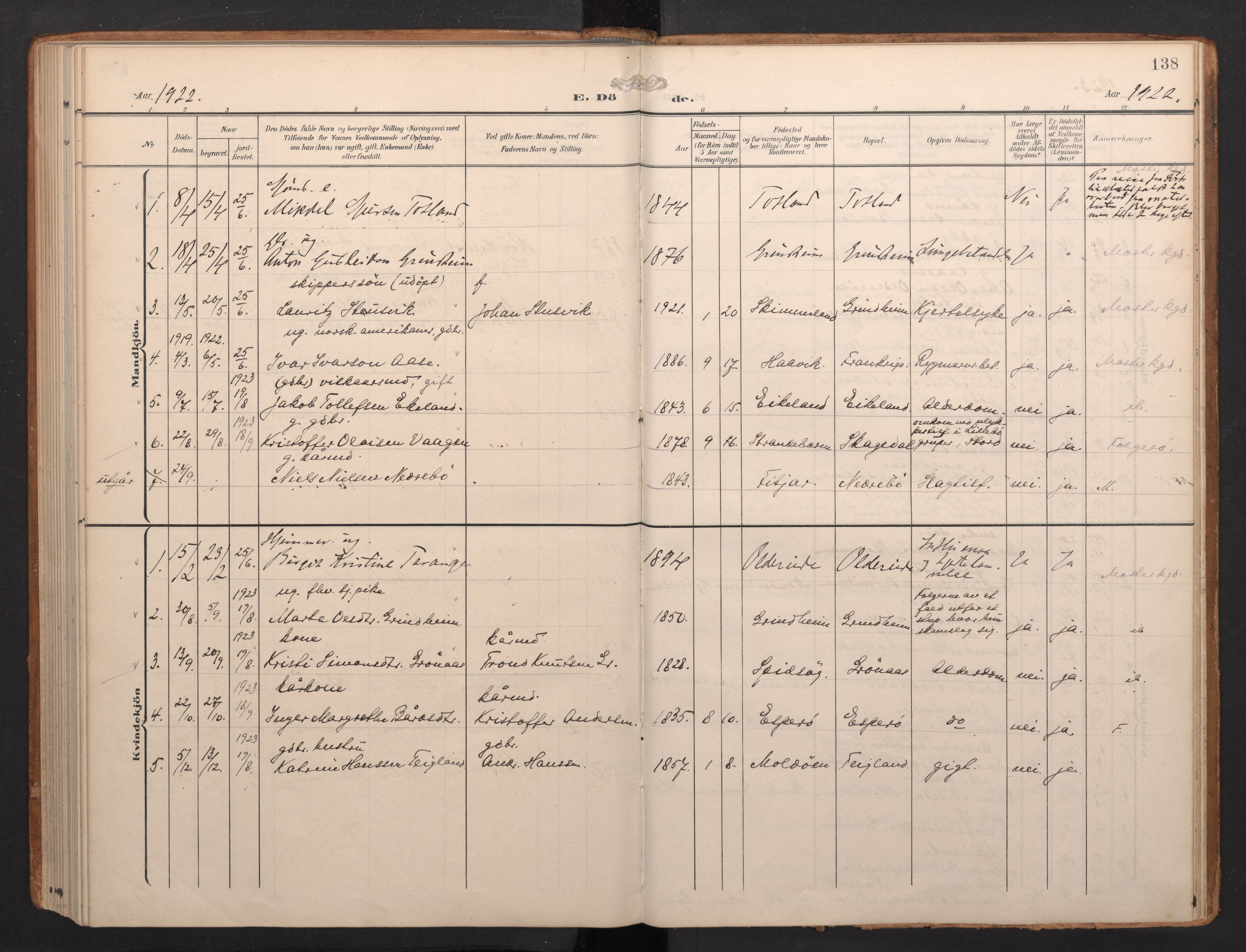Finnås sokneprestembete, AV/SAB-A-99925/H/Ha/Haa/Haab/L0003: Ministerialbok nr. B 3, 1907-1923, s. 138