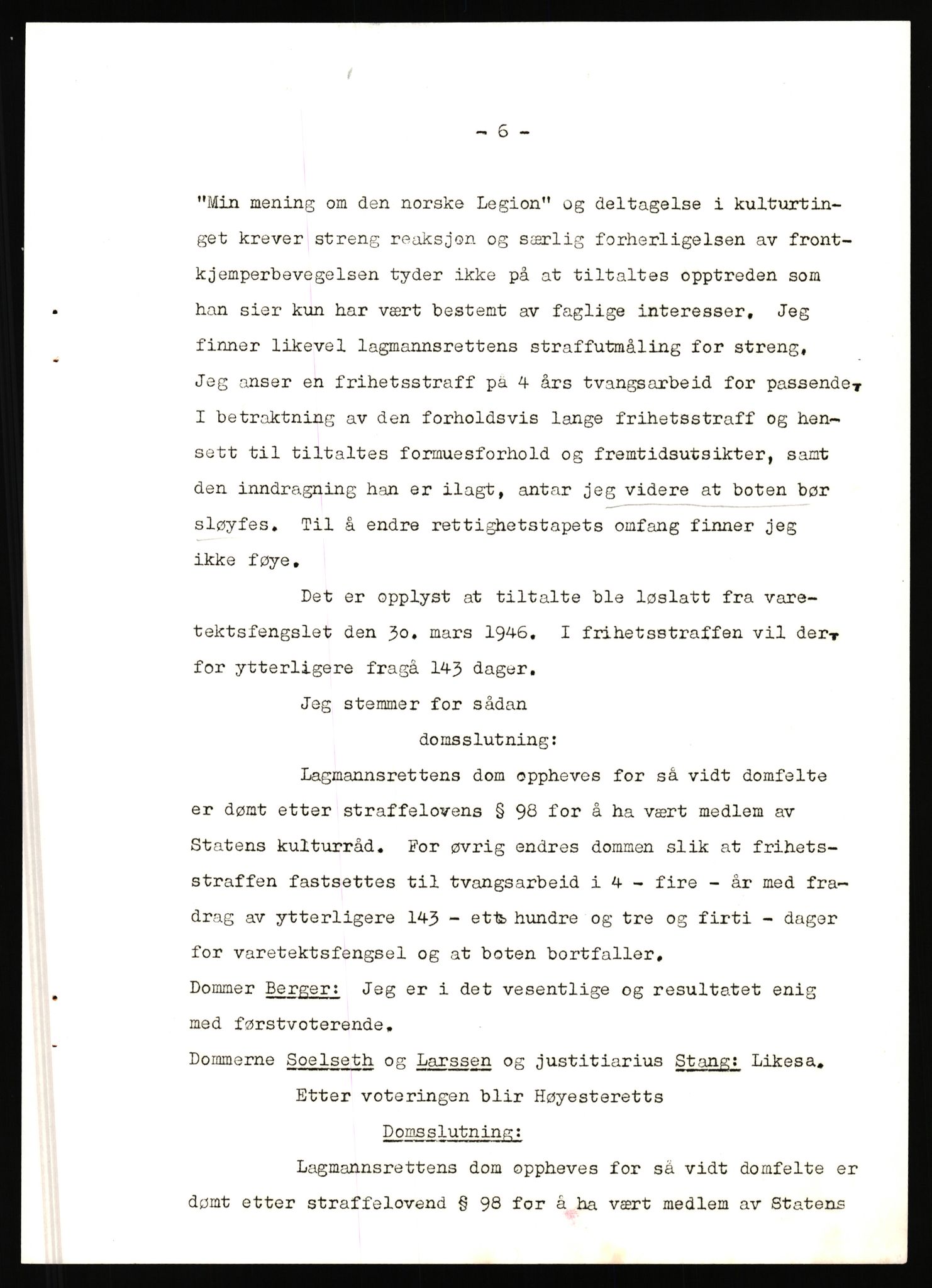 Landssvikarkivet, Oslo politikammer, RA/S-3138-01/D/Da/L0178/0008: Dommer, dnr. 1225 - 1232 / Dnr. 1232, 1945-1948, s. 107