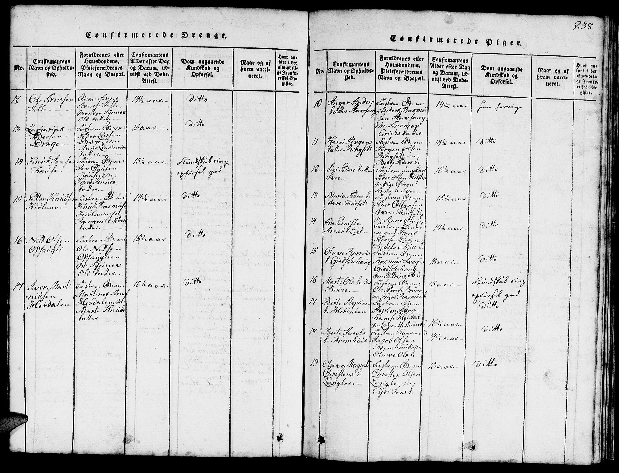 Ministerialprotokoller, klokkerbøker og fødselsregistre - Møre og Romsdal, AV/SAT-A-1454/520/L0289: Klokkerbok nr. 520C01, 1817-1837, s. 238